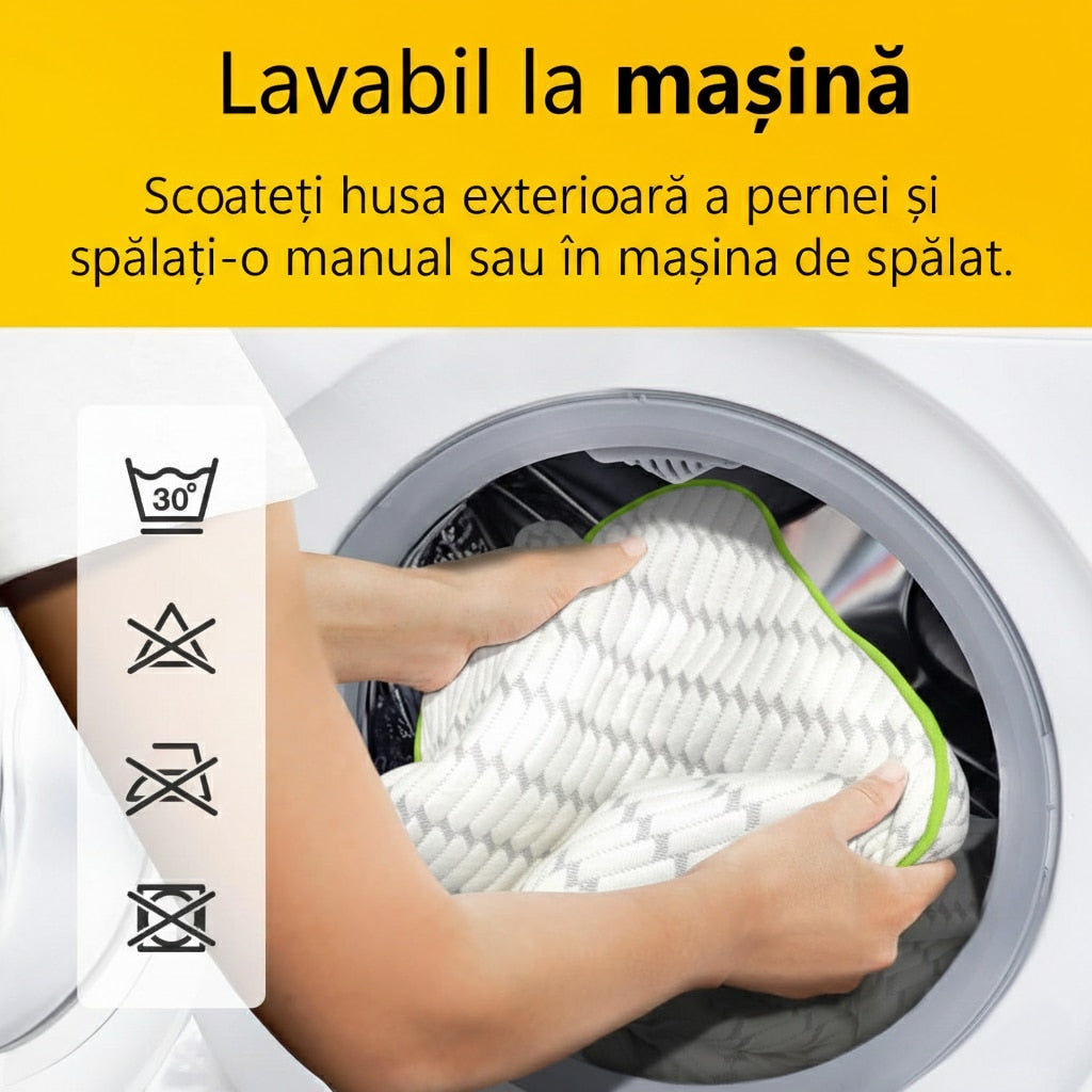 Perna ortopedica pentru dormit ajustabila NextWave®️, Spuma cu Memorie Maruntita pentru Gat si Suport Cervical, 2 Zone de – imaginea 3