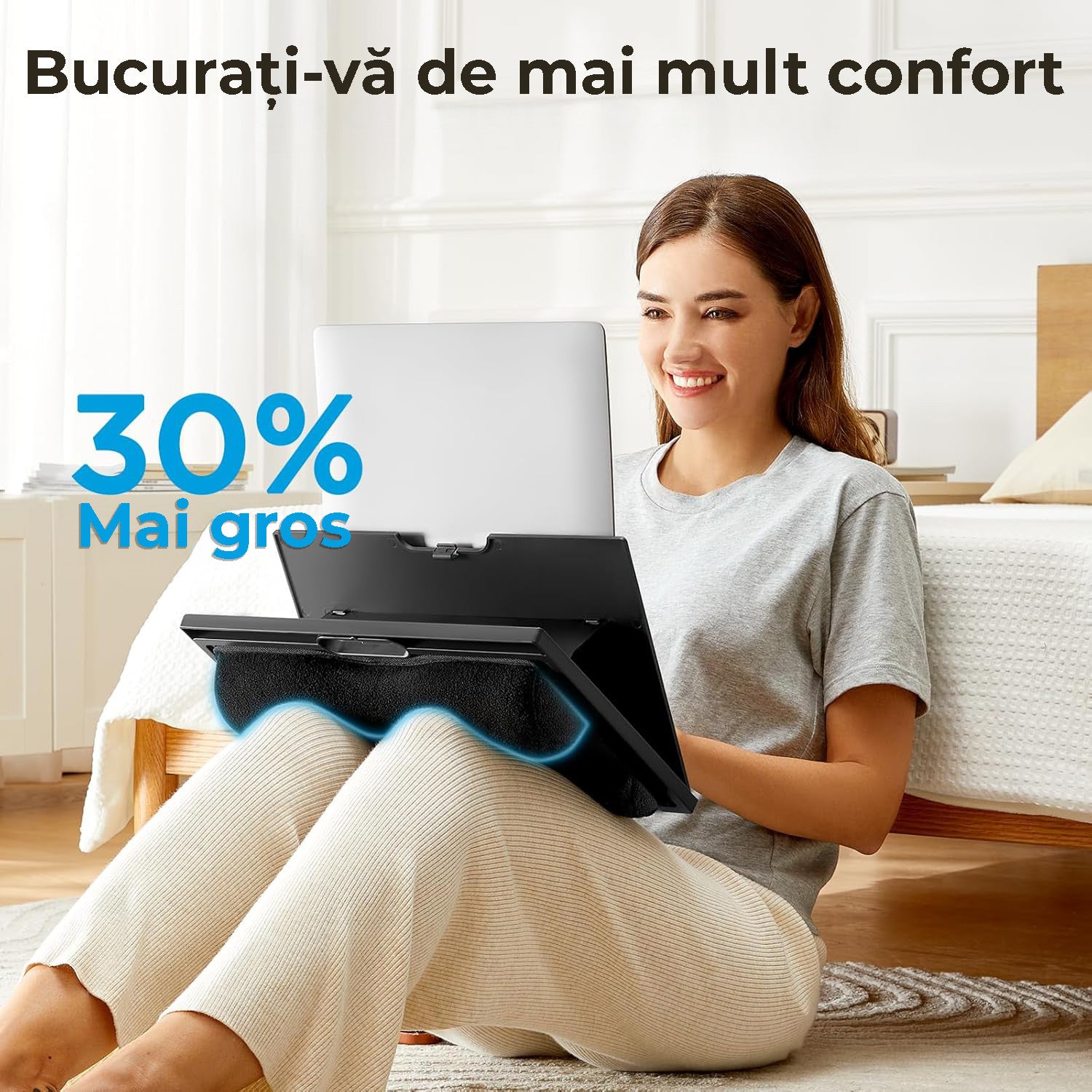 NextWave® Masa laptop reglabila cu perna – 9 unghiuri ajustabile, suport pentru laptop pana la 15,6", mouse pad integrat – imaginea 3