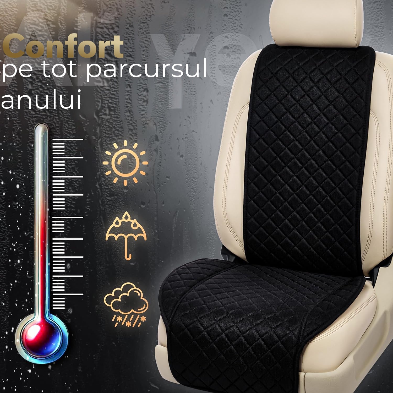 Husa scaun auto universala NextWave®️, ofera protectie scaun fata, universala, masina personala, taxi, ride sharing – imaginea 3