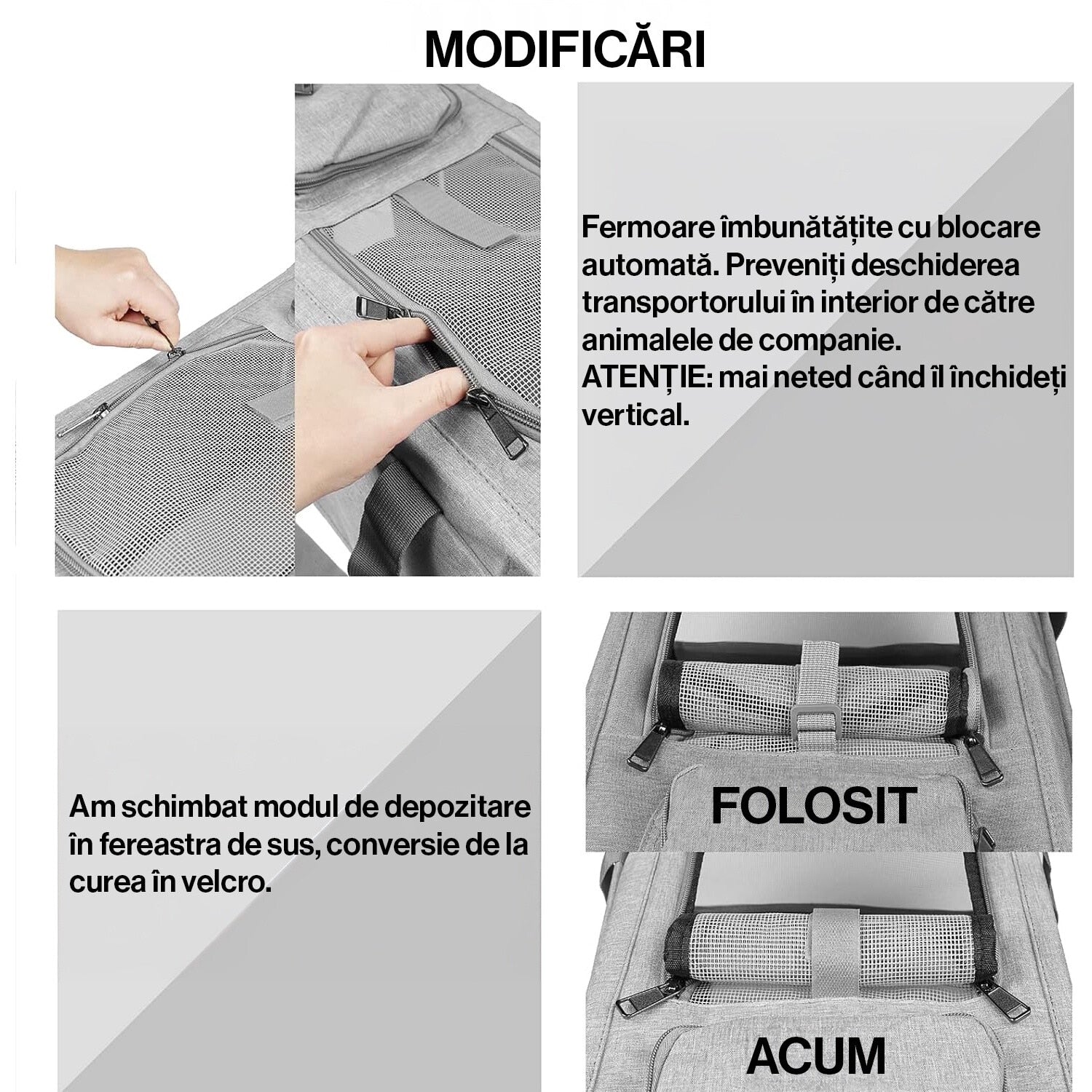 Geanta pentru transport animale mici NextWave®, pisica, caine, iepure, din panza, 46x30x30, Baza rezistenta cu covoras, Usor – imaginea 3