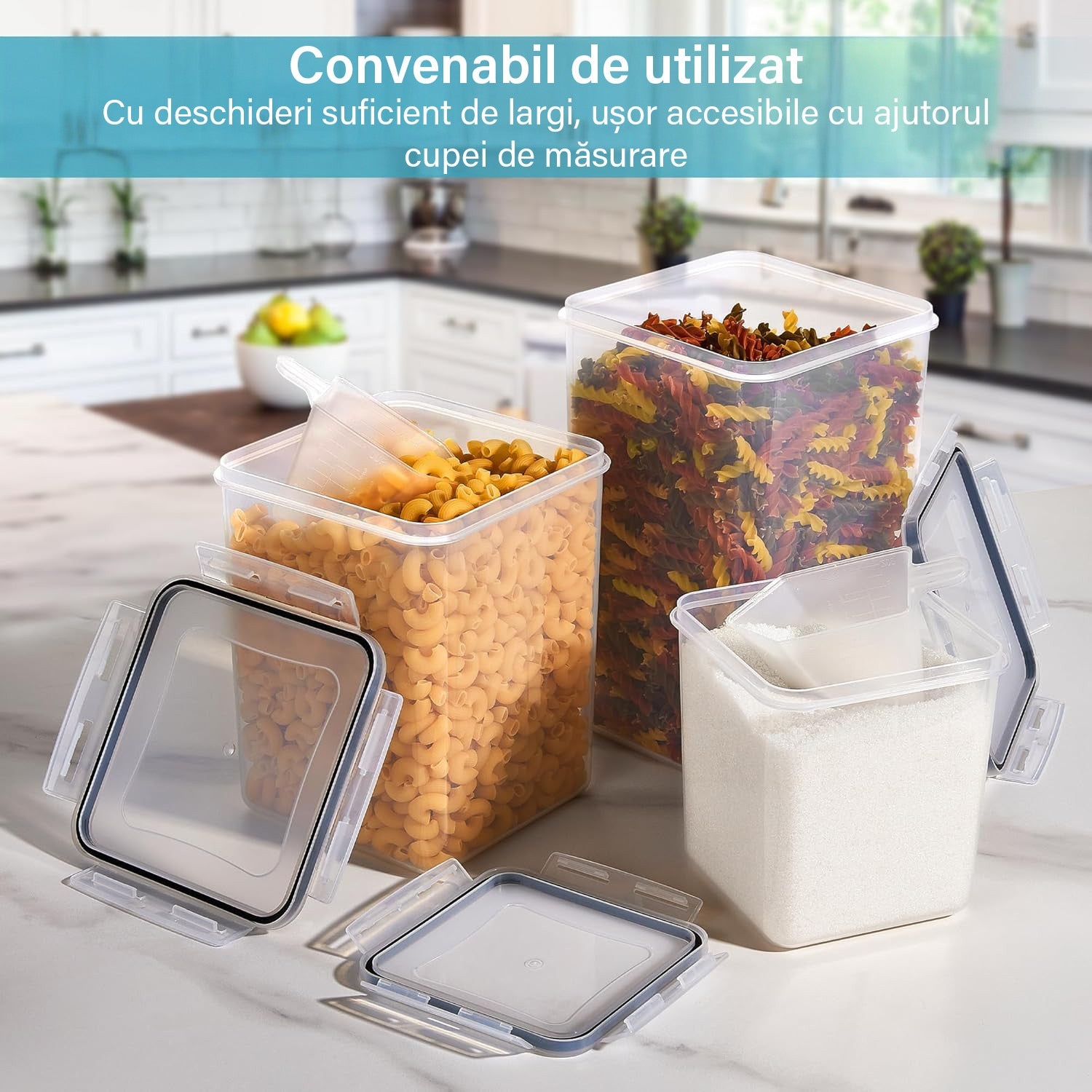 Set 10 recipiente ermetice pentru depozitare alimente NextWave® – plastic BPA Free, capace sigilabile, stivuibile, pentru – imaginea 3