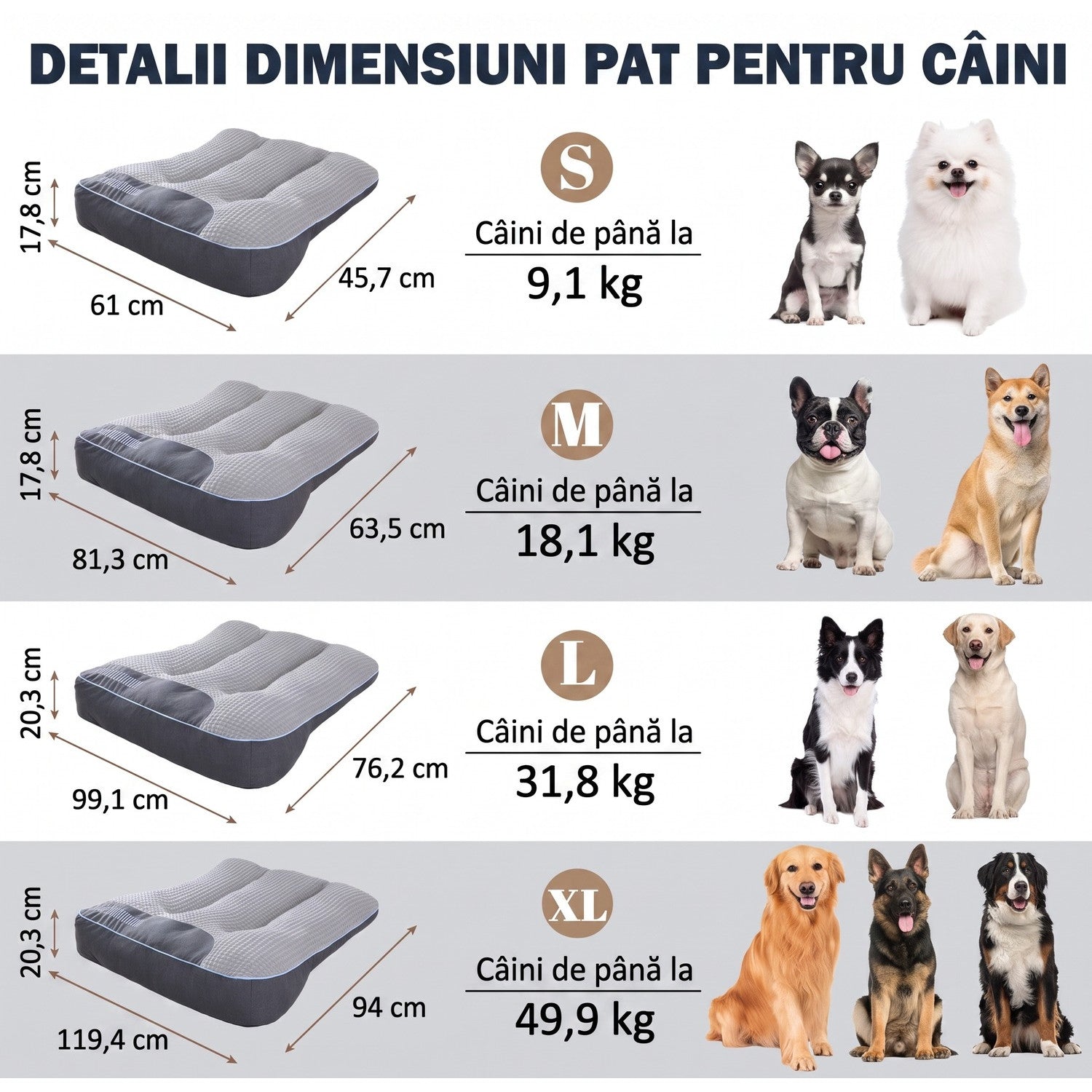 Pat ortopedic pentru caini de talie medie, dreptunghiular 32"x25"x7", canapea din plus moale, calda si durabila pentru – imaginea 3