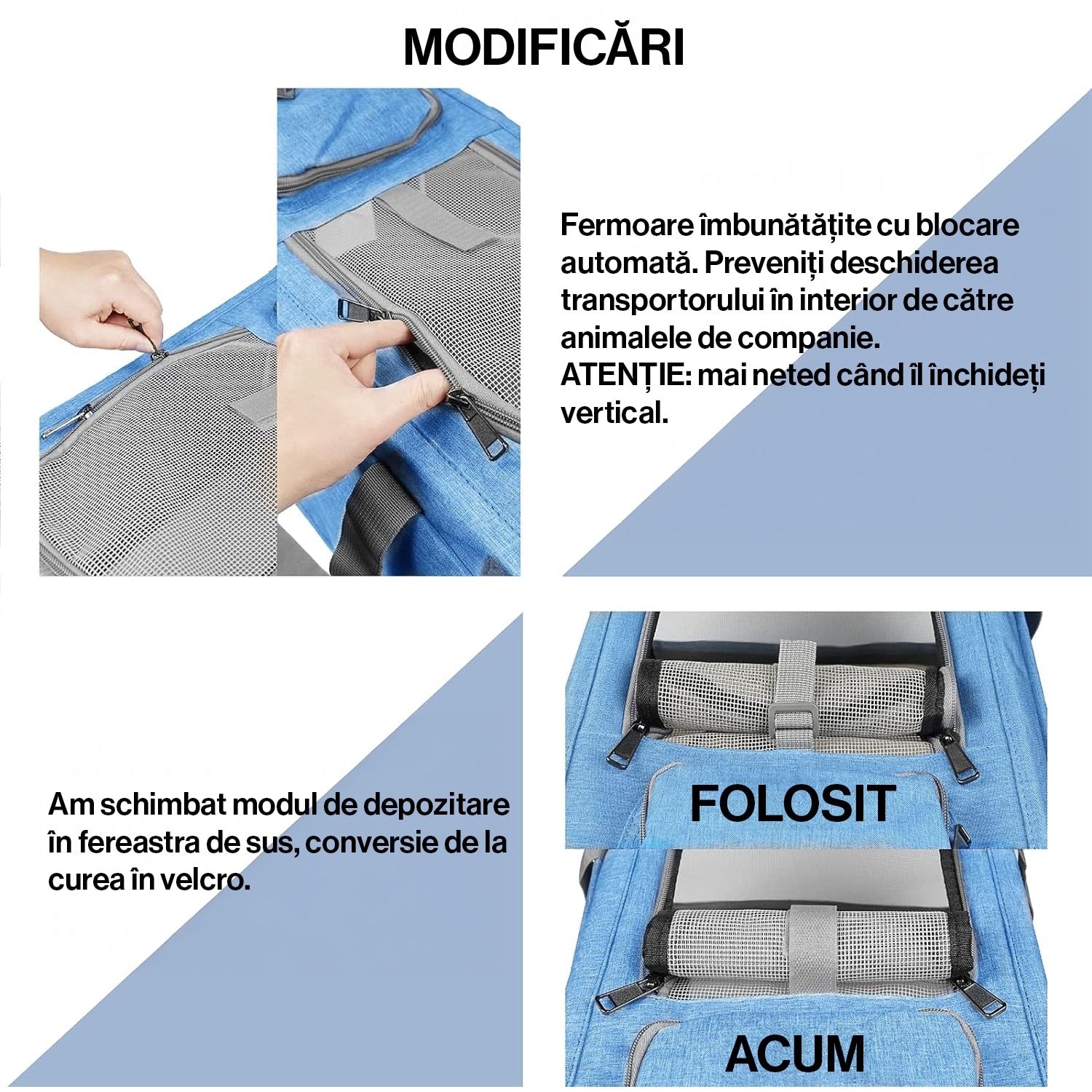 Geanta pentru transport animale mici NextWave®, pisica, caine, iepure, din panza, 46x30x30, Baza rezistenta cu covoras, Usor – imaginea 3