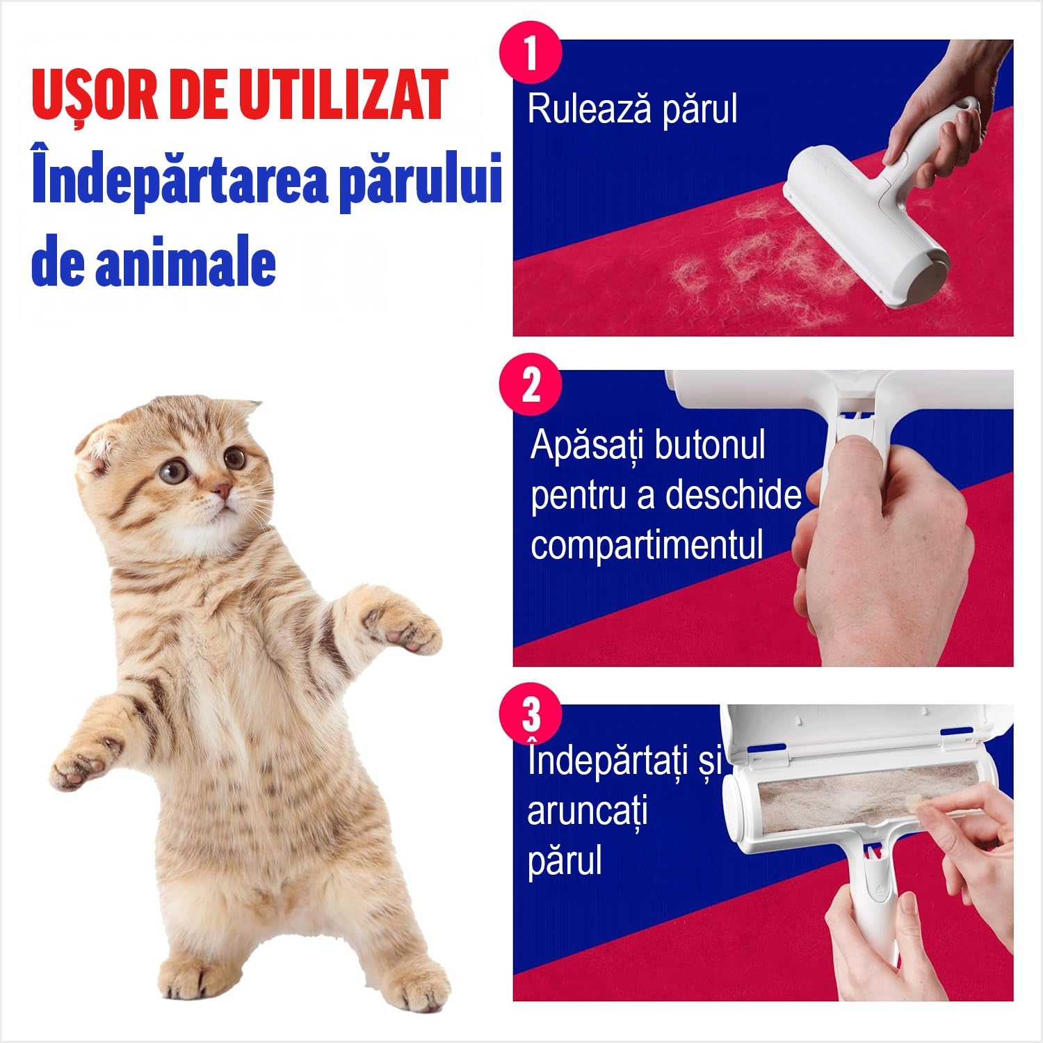 Perie pentru curatarea parului NextWave® de pisici, caini sau alte animale de companie, reutilizabila, Alb – imaginea 3