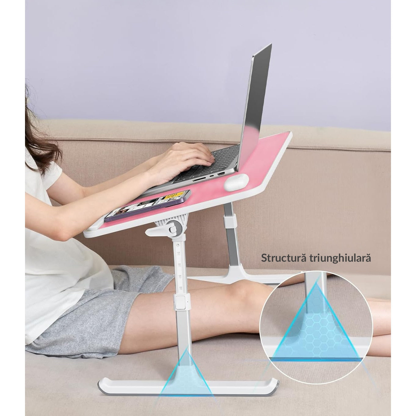 Masa pliabila pentru Laptop NextWave®️, pentru birou, pat sau canapea, 5 niveluri de inaltime si 4 unghiuri de inclinare – imaginea 3