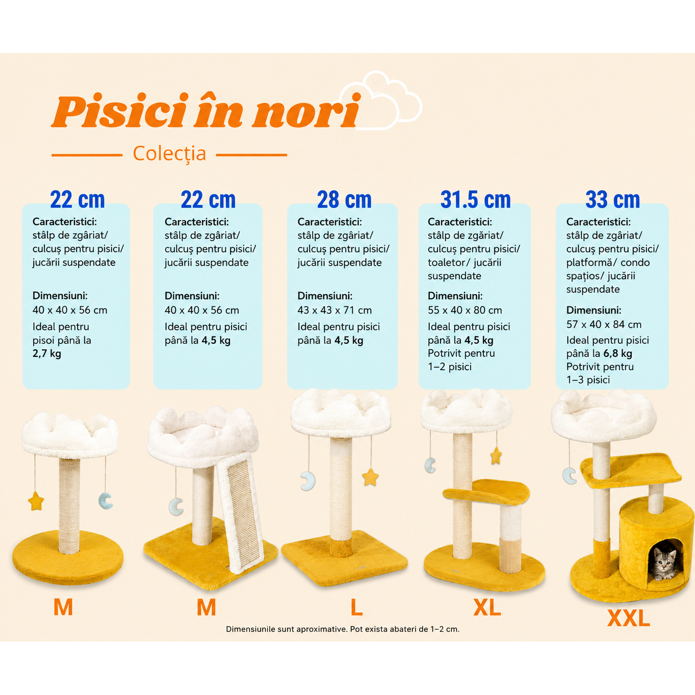 Ansamblu de joaca pentru pisici NextWave®, cu pat moale in forma de nor, platforma captusita, stalp si placa de zgariat din – imaginea 3