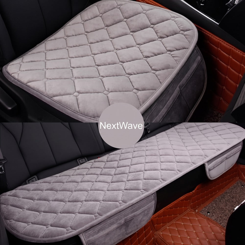 Set huse scaune auto NextWave®️, 3 piese pentru protectie si confort sporit, baza antialunecare si buzunare frontale, din – imaginea 3