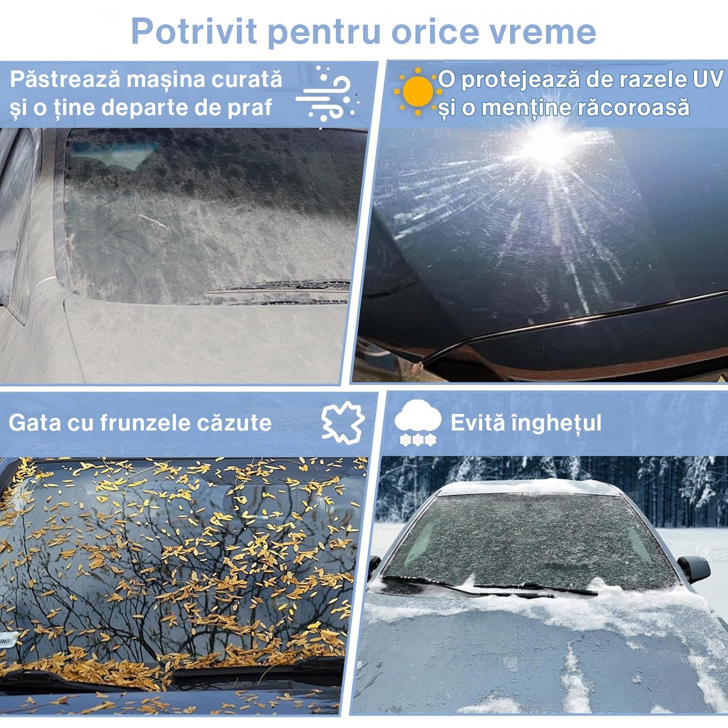 Prelata Auto Premium NextWave®️, Impermeabila, Protectie UV, Praf, Zapada, Inghet, Universala pentru Hatchback, Buzunare – imaginea 3