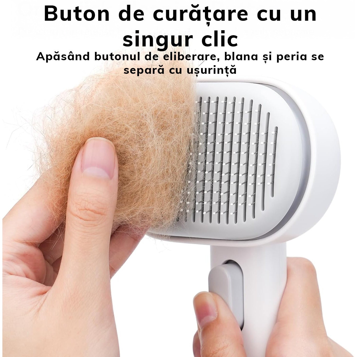 Perie pentru curatarea parului NextWave® de pisici, caini sau alte animale de companie, reutilizabila, Alb cu gri – imaginea 3