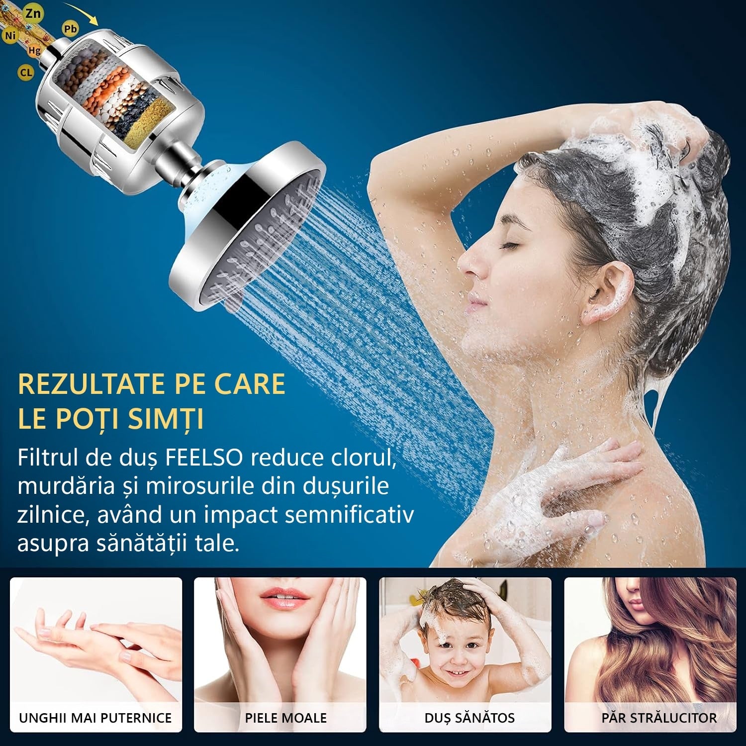 Filtru de apa premium pentru para de dus cu 20 stagii de filtrare, para inclusa, usor de instalat, infuzie de minerale si – imaginea 3