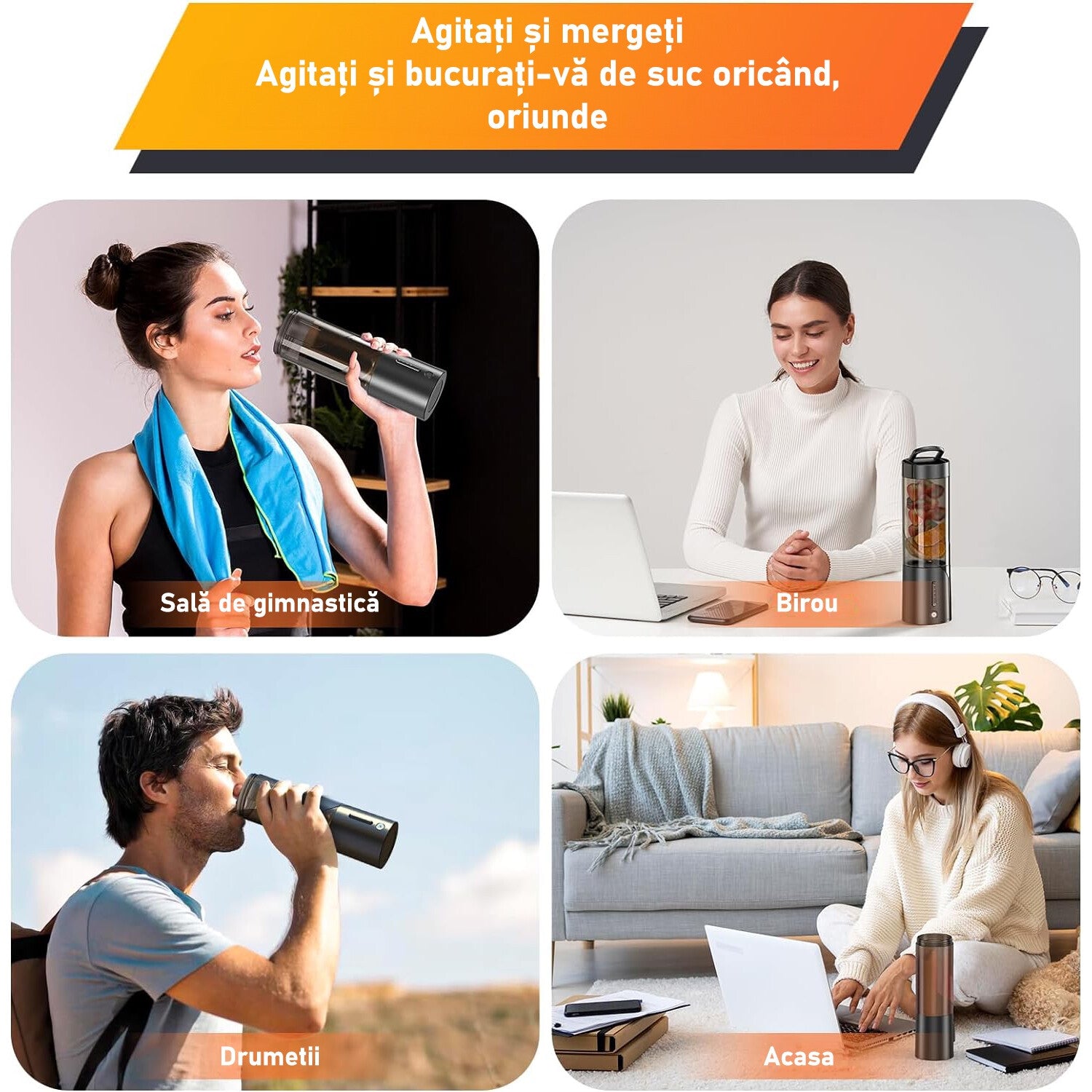 Mini Blender Electric NextWave™, Portabil, Multifunctional, Auto-curatare, Autonomie Mare, Baterie reincarcabila 4000mAh – imaginea 3