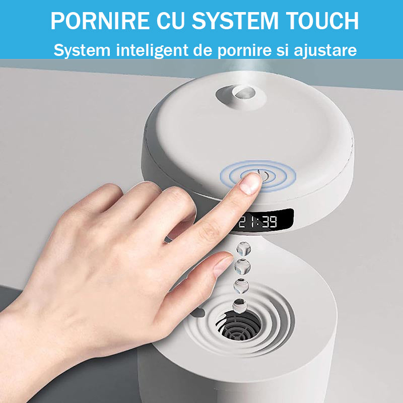Umidificator anti-gravitational Ultrasonic NextWave™, difuzor aromaterapie, capacitate 800ml, senzor anti-uscare, afisaj – imaginea 3