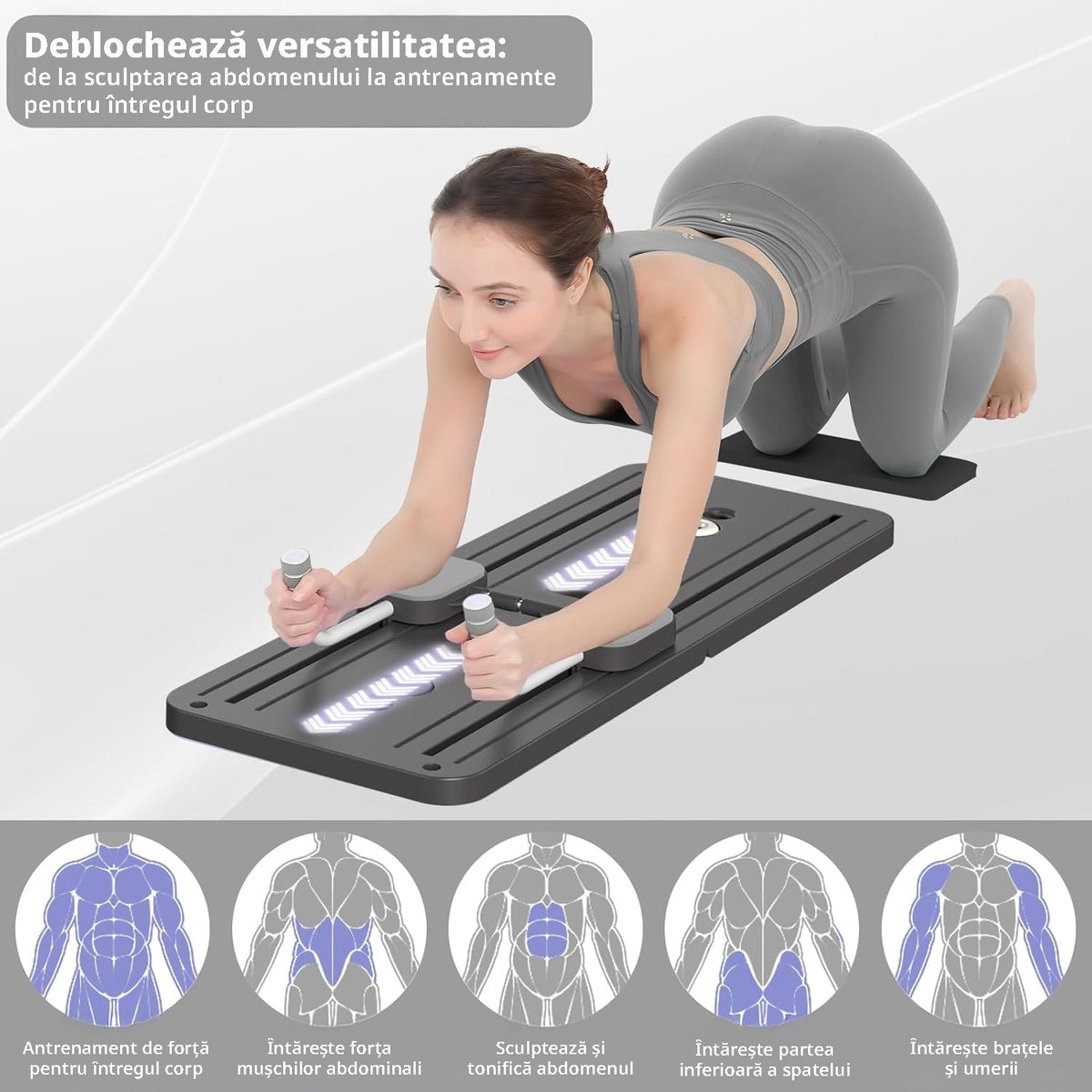 Aparat Pilates Reformer pliabil NextWave® – echipament de antrenament pentru acasa, ideal pentru incepatori si avansati – imaginea 3