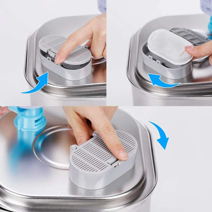 Set 16 filtre de rezerva pentru fantana pentru pisici si caini NextWave®️ dispenser de apa tip adapator, din Inox – imaginea 3