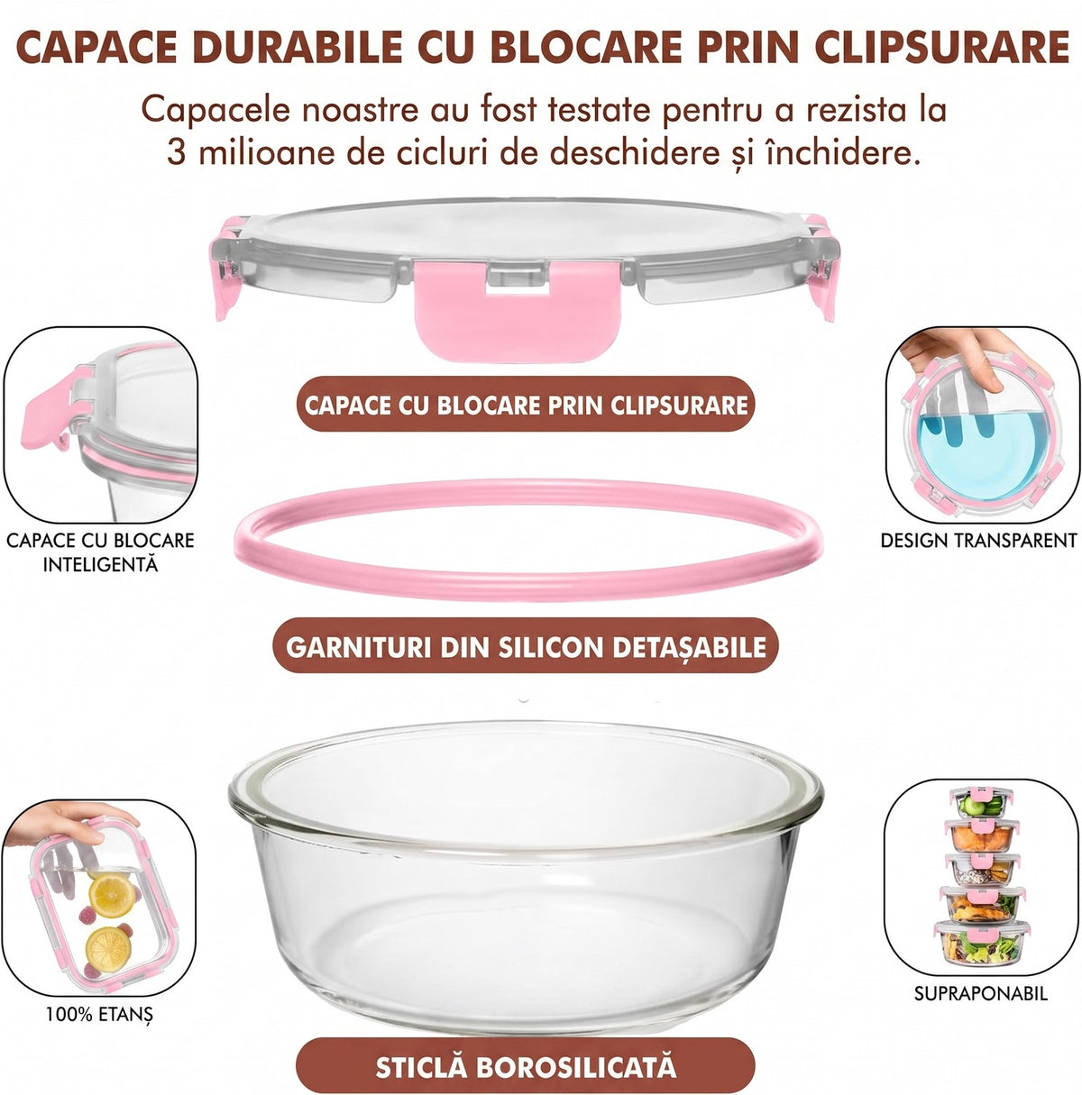 Set 15 Caserole Alimentare din sticla NextWave®️ Capace Etanse, Depozitare Frigider si Congelator, Potrivite pentru – imaginea 3