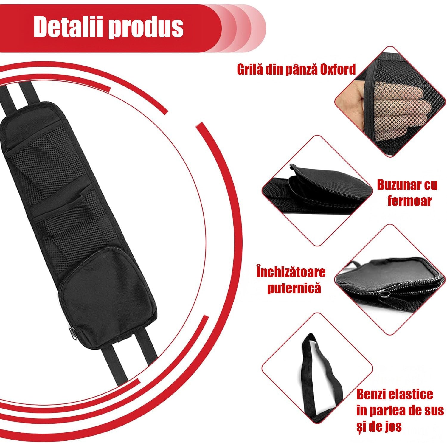 Set 2 huse laterale depozitare auto NextWave®️, organizatoare cu plasa si buzunare multiple pentru accesorii, montaj – imaginea 3