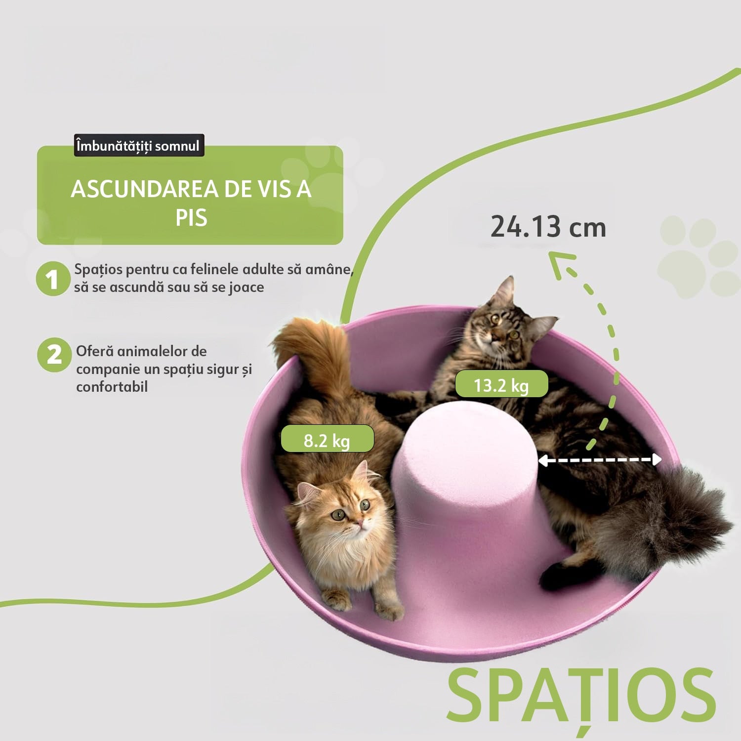 Pat pentru pisici si animale mici NextWave®, Culcus cu fereastra ventilata, design tunel detasabil, rezistent la zgarieturi – imaginea 3