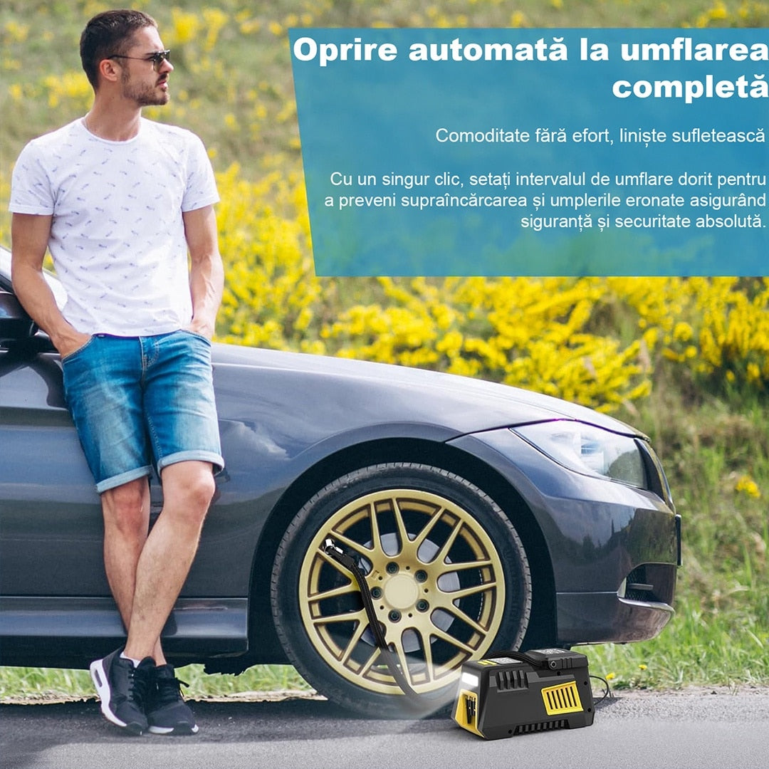 Compresor Auto Portabil pentru Anvelope Auto, Motociclete, Tubliss Enduro, Biciclete si Mingi, 10, 3 BAR/ 150 PSI, Manometru – imaginea 3