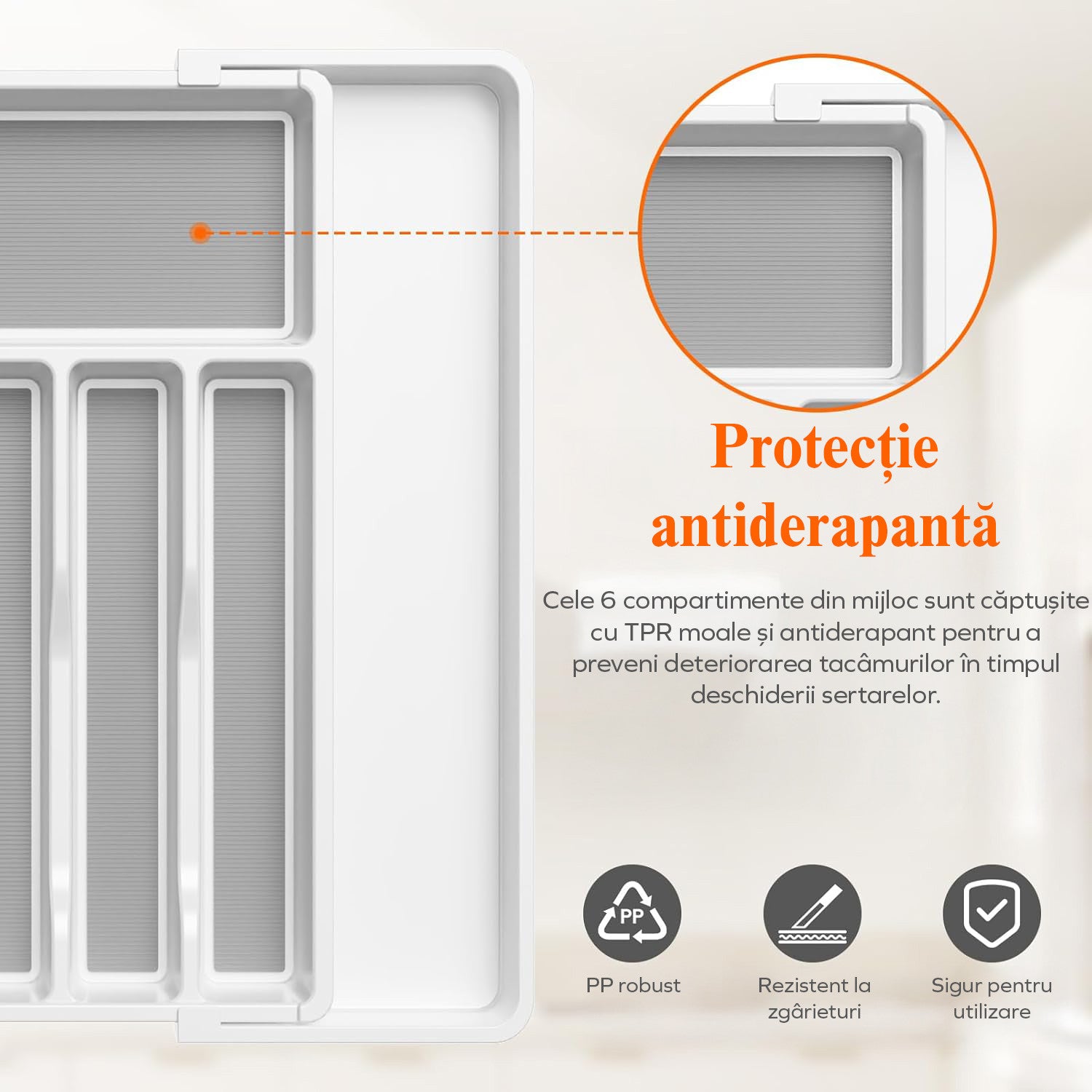 Organizator extensibil pentru tacamuri si ustensile de bucatarie NextWave® – suport sertar ajustabil 33–57 cm, cu 7–9 – imaginea 3