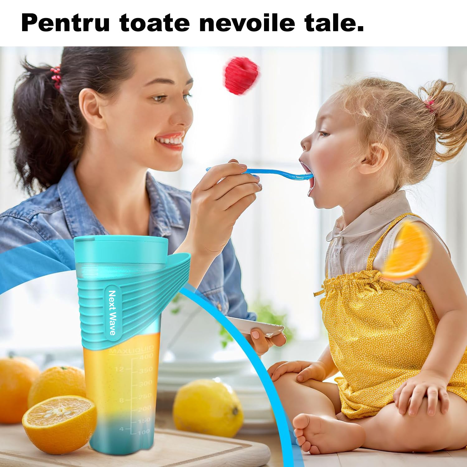 Mini Blender Electric NextWave™, Portabil, Multifunctional, Auto-curatare, Autonomie Mare 40 utilizari, Baterie – imaginea 3