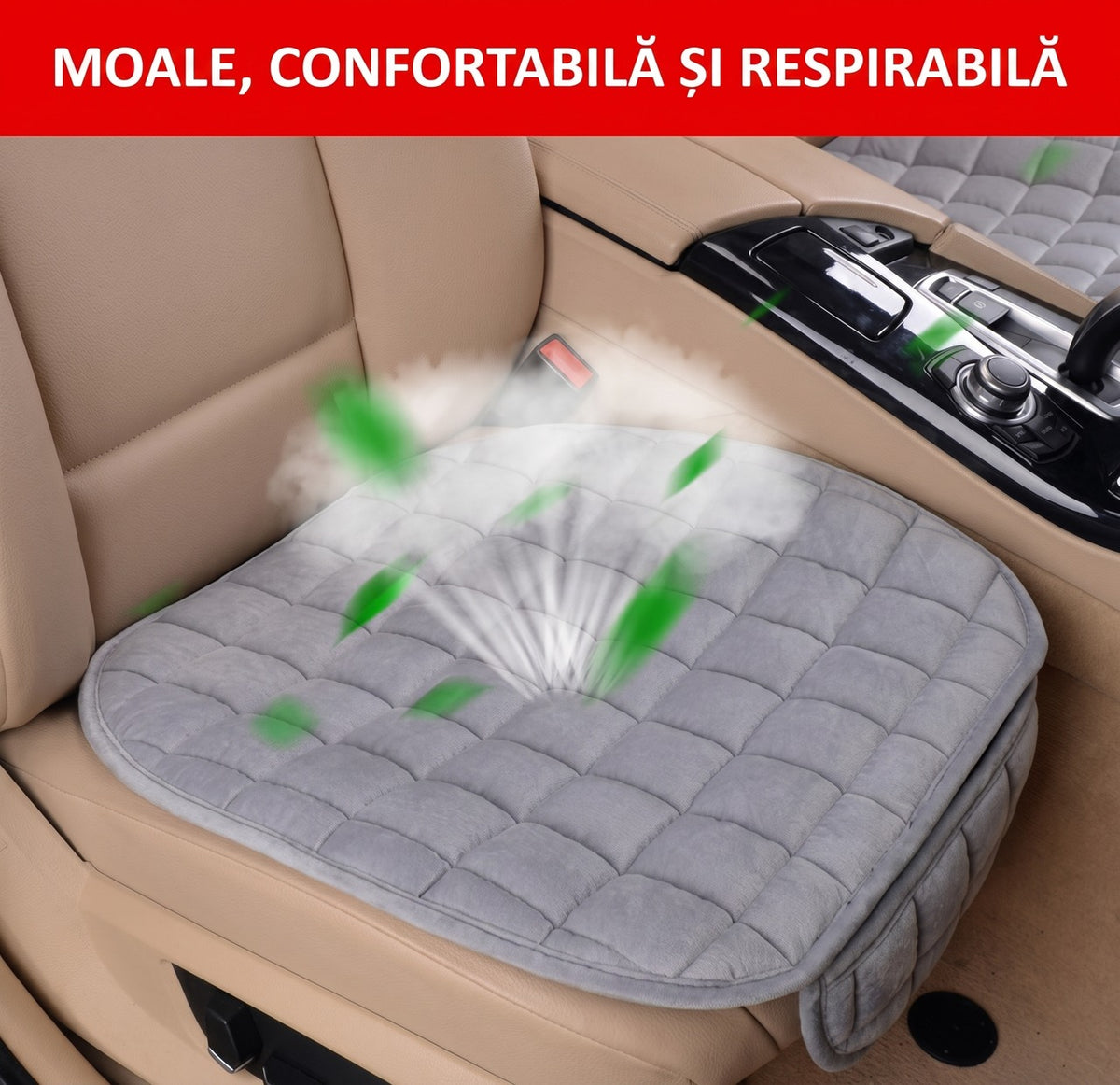 Husa scaun auto universala NextWave®️, ofera protectie pentru sezut scaun fata, design elegant cu buzunar pentru depozitare – imaginea 3