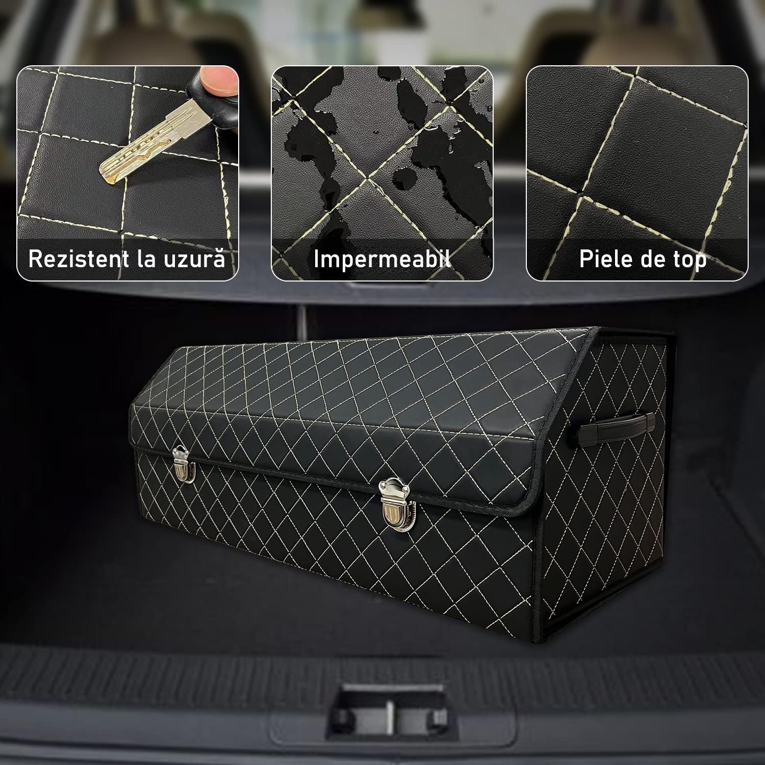Organizator portbagaj auto Premium NextWave®️, Multifunctional, Pliabil, Rezistent, Manere Laterale, Prindere cu catarame, 3 – imaginea 3
