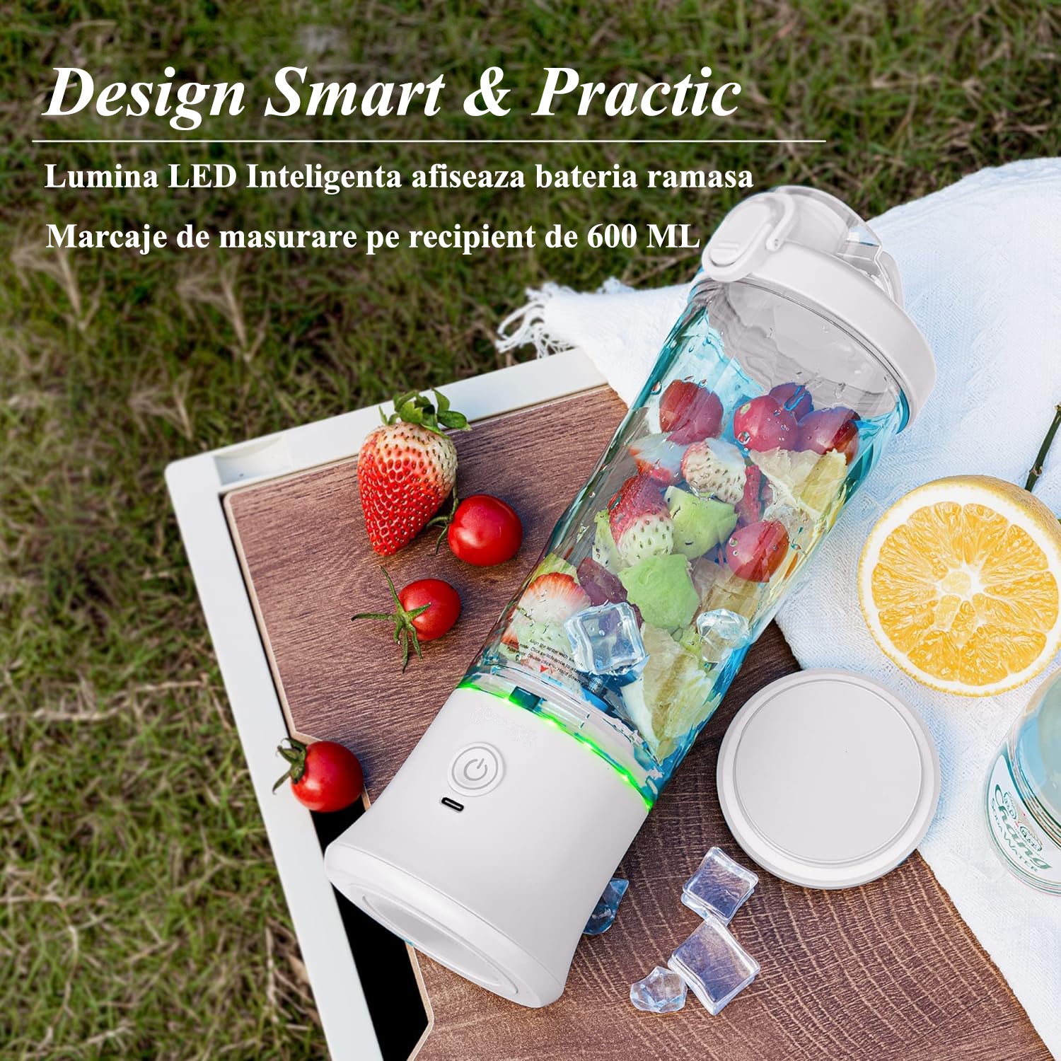 Mini Blender Electric Portabil NextWave™, Multifunctional, Auto-curatare, Autonomie Mare, Recipient detasabil cu capac – imaginea 3