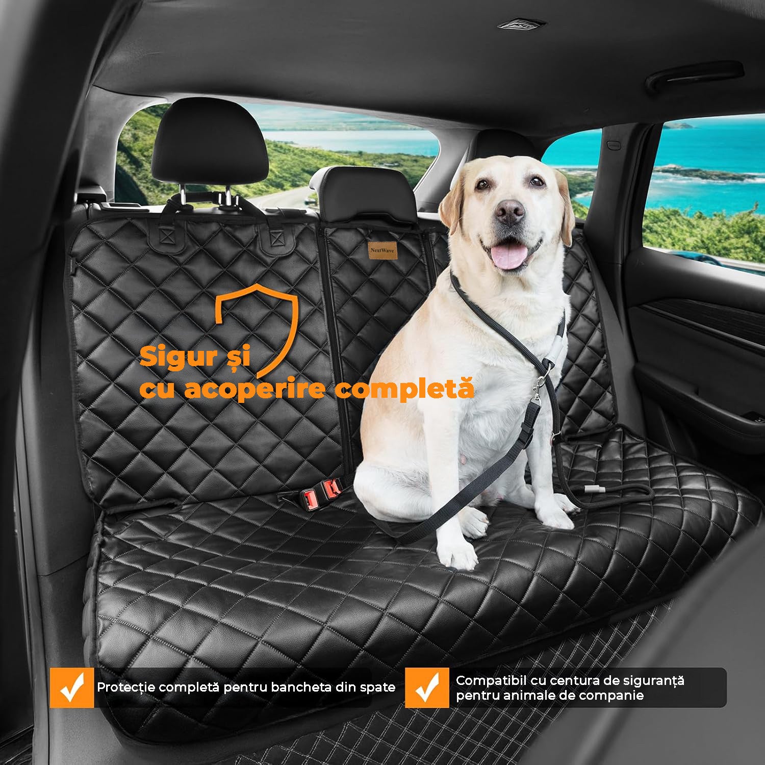 Husa scaune auto protectie si transport animale NextWave®️, universala, taxi, ride sharing, caini, pisici ofera protectie – imaginea 3