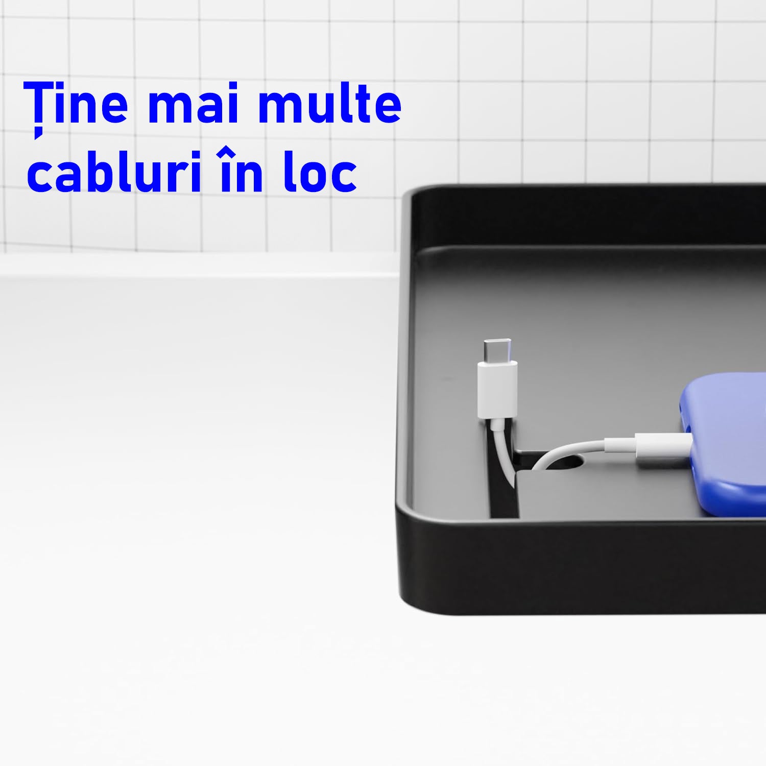 Raft pentru pat/noptiera NextWave®️, cu suport pentru telefon, incarcator, tableta si obiecte, prindere pentru cabluri – imaginea 3