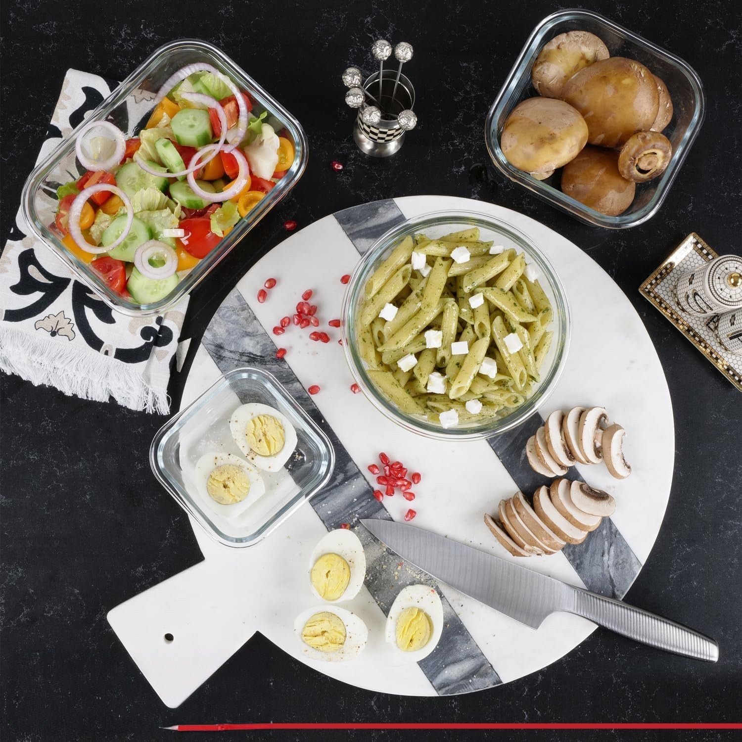 Set 12 Caserole Alimentare din sticla NextWave®️ Capace Etanse, Depozitare Frigider si Congelator, Potrivite pentru – imaginea 3