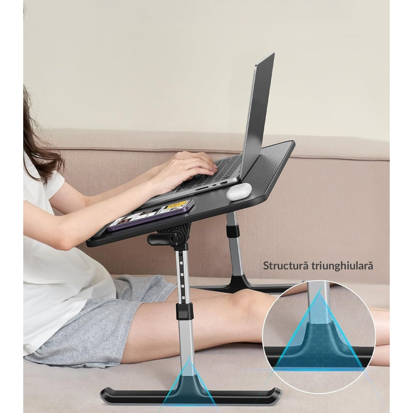 Masa pliabila pentru Laptop NextWave®️, pentru birou, pat sau canapea, 5 niveluri de inaltime si 4 unghiuri de inclinare – imaginea 4