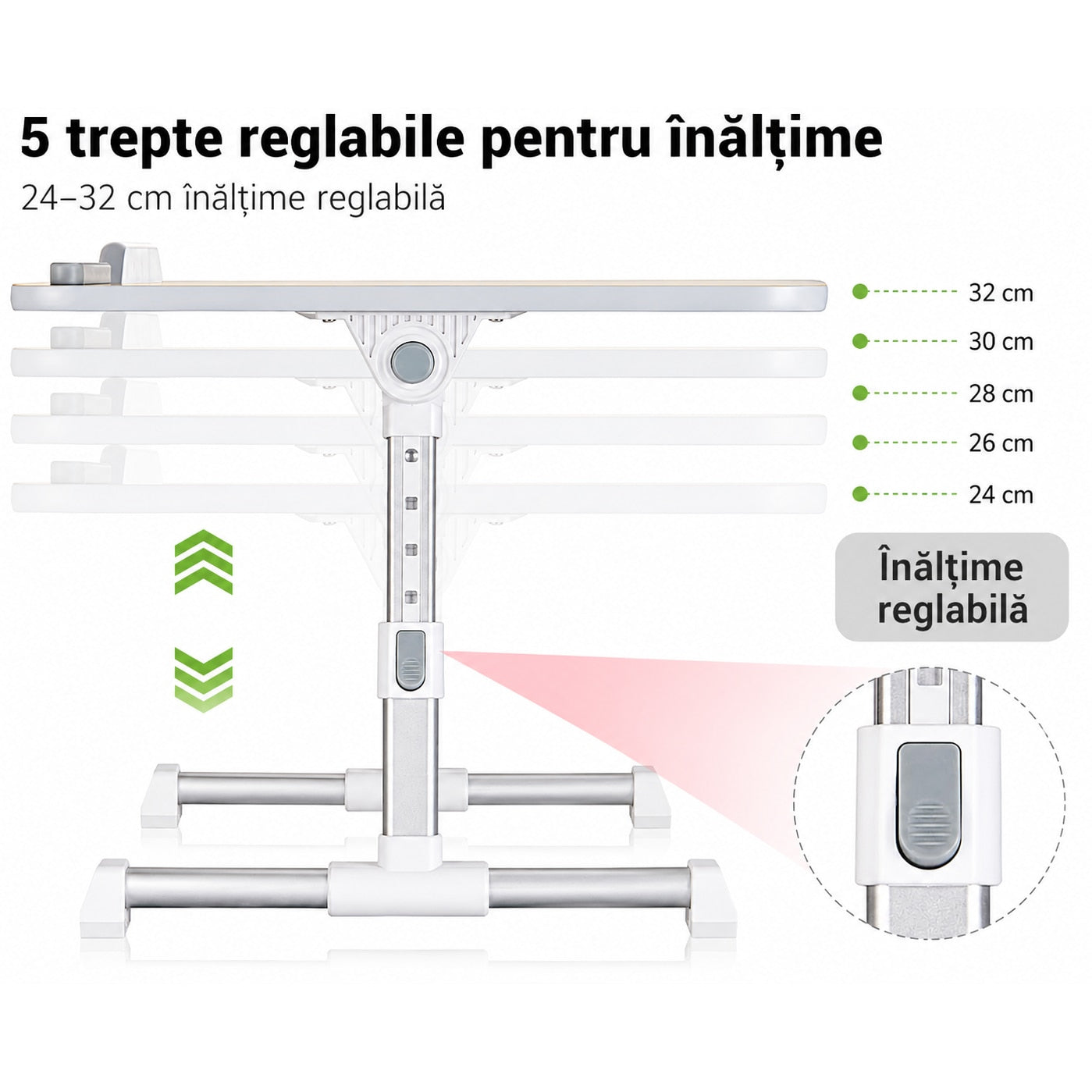 Masa Laptop Pliabila NextWave®, Ventilator Racire USB, Inclinare Ajustabila, Suport Reglabil pentru Pat si Canapea, Picioare – imaginea 4
