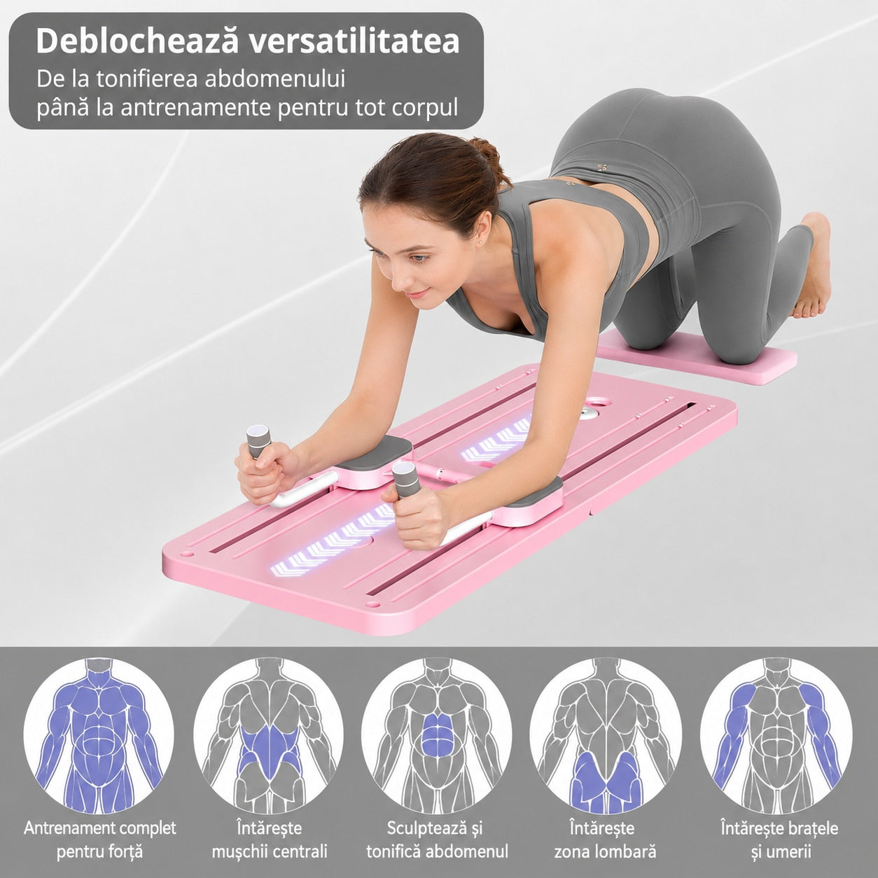 Aparat Pilates Reformer pliabil NextWave® – echipament de antrenament pentru acasa, ideal pentru incepatori si avansati – imaginea 4
