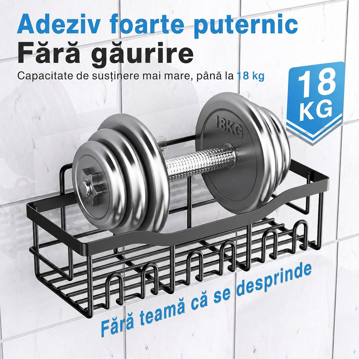 Raft de Baie NextWave® la set, 5 piese cu 2 rafturi pentru dus, 2 suporturi pentru sapun si 1 suport pentru periute, din – imaginea 4