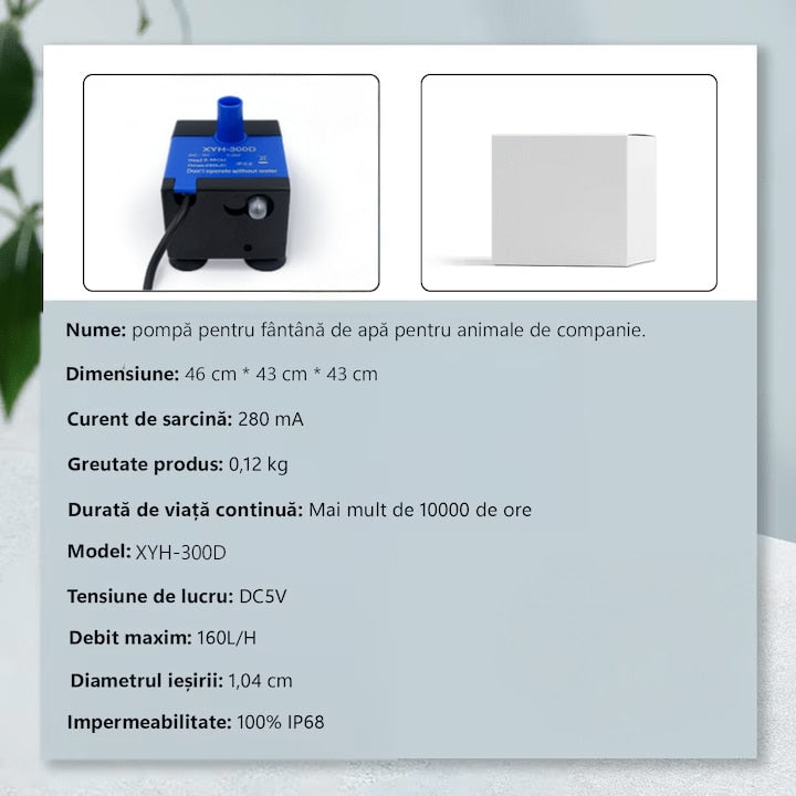 Pompa de apa pentru dispenser apa automat NextWave®, tip fantana pentru caini si pisici, compartibila cu fantana de plastic – imaginea 4