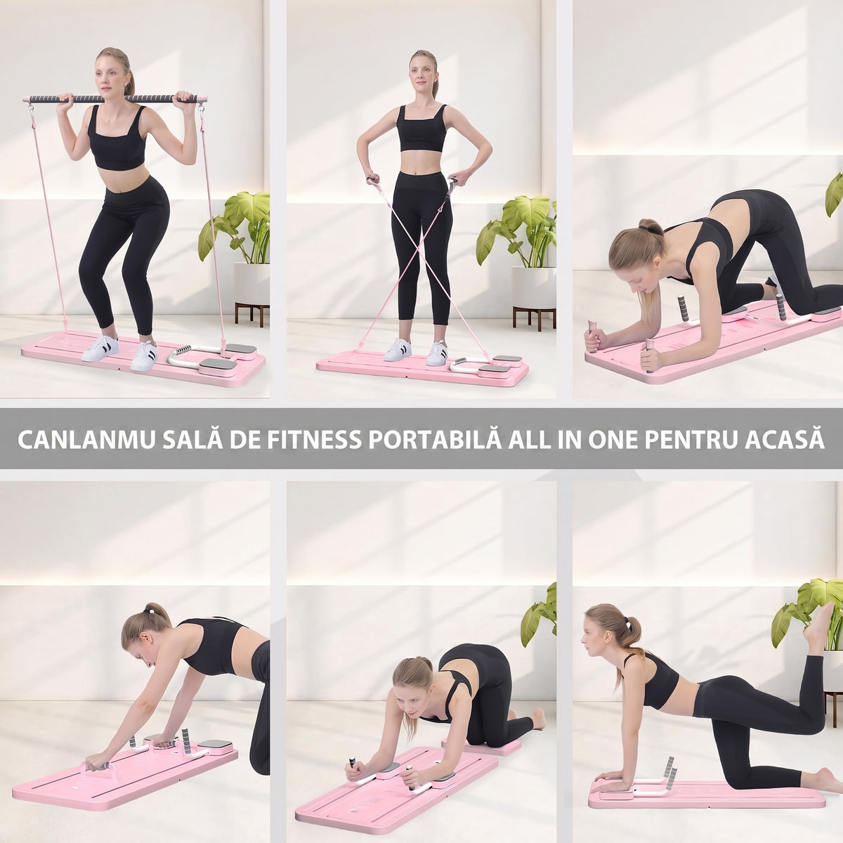 Placă Reformer Pilates pliabilă NextWave®️, antrenament complet pentru corp, sistem multifuncțional 5 în 1 cu benzi elastice – imaginea 4
