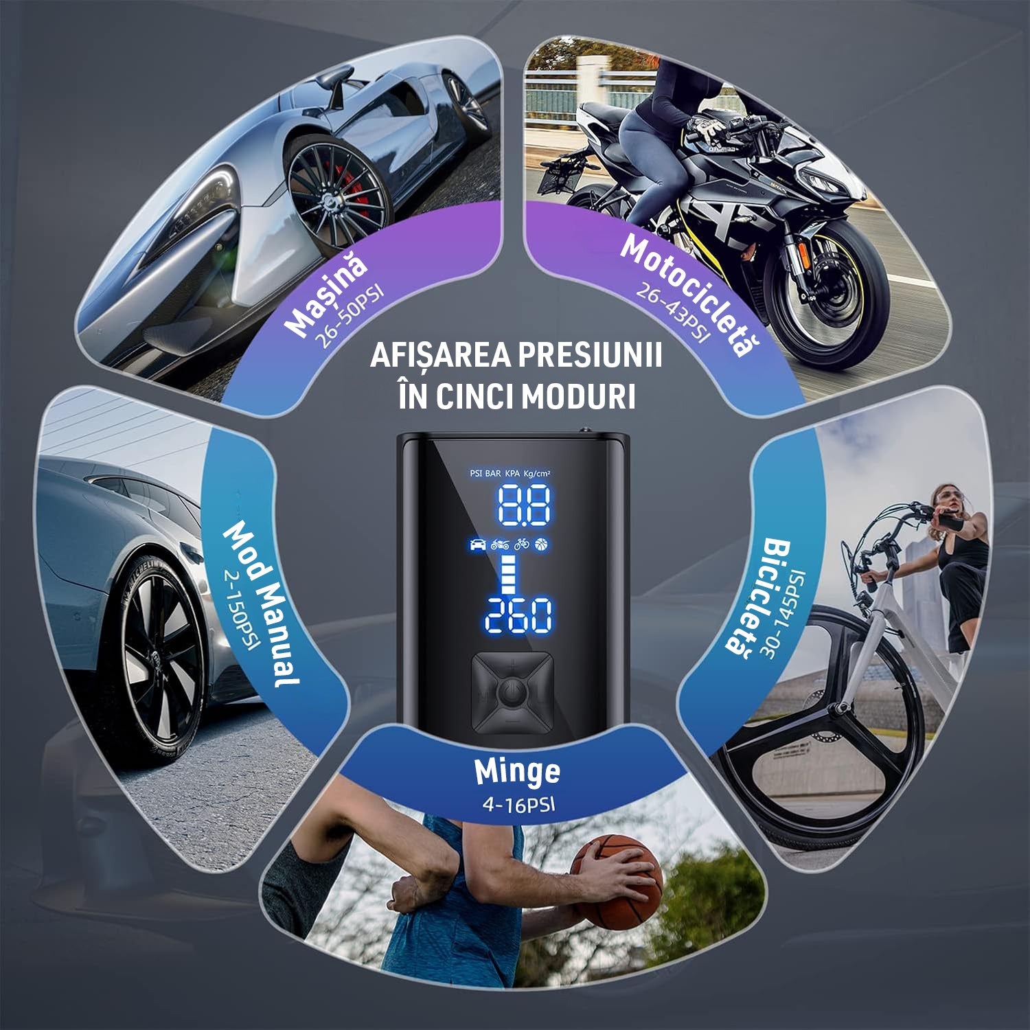 Compresor Auto Portabil Digital NextWave cu accumulator, baterie 6000mAh, pentru Anvelope Auto, Motociclete, Tubliss Enduro – imaginea 4