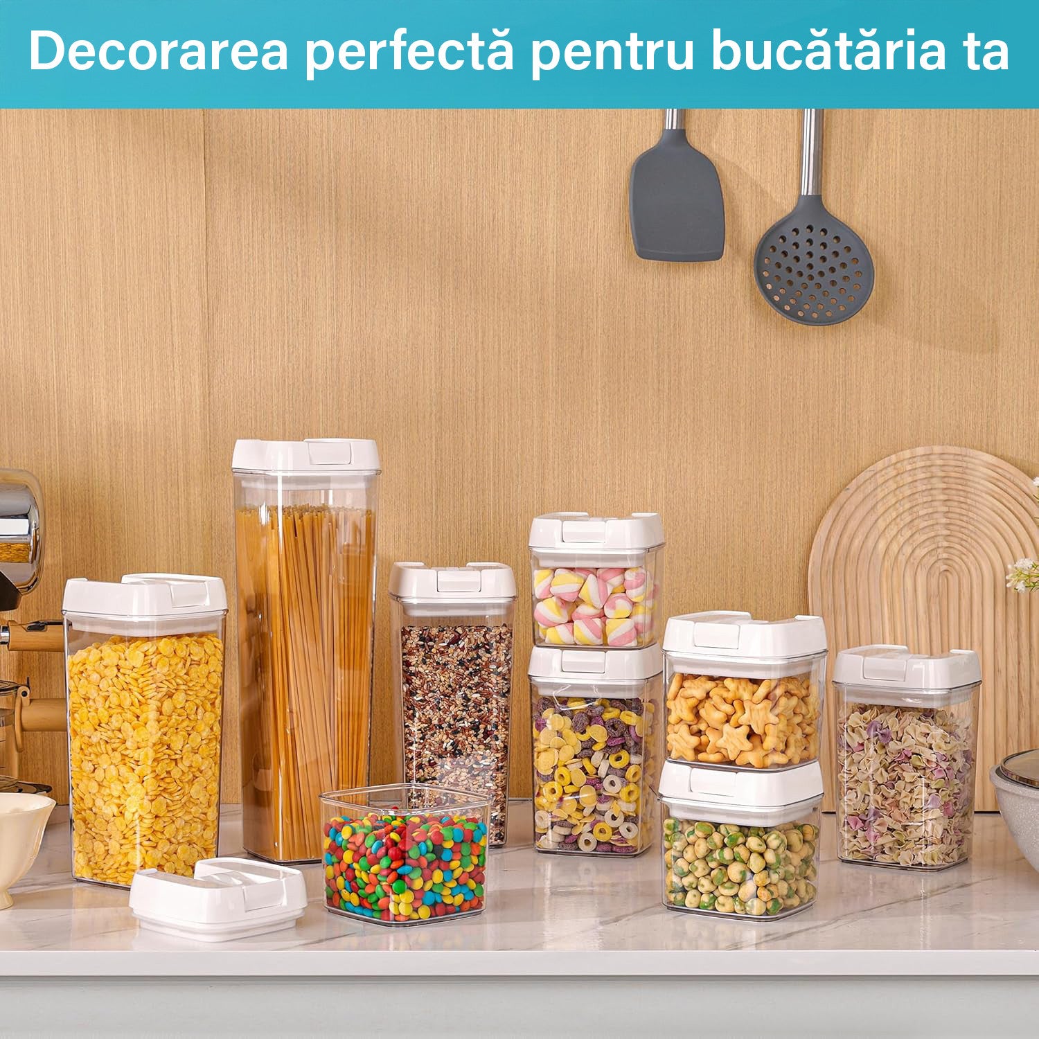 Set 7 cutii depozitare alimente NextWave® – plastic alimentar transparent fara BPA, inchidere ermetica cu garnitura de – imaginea 4