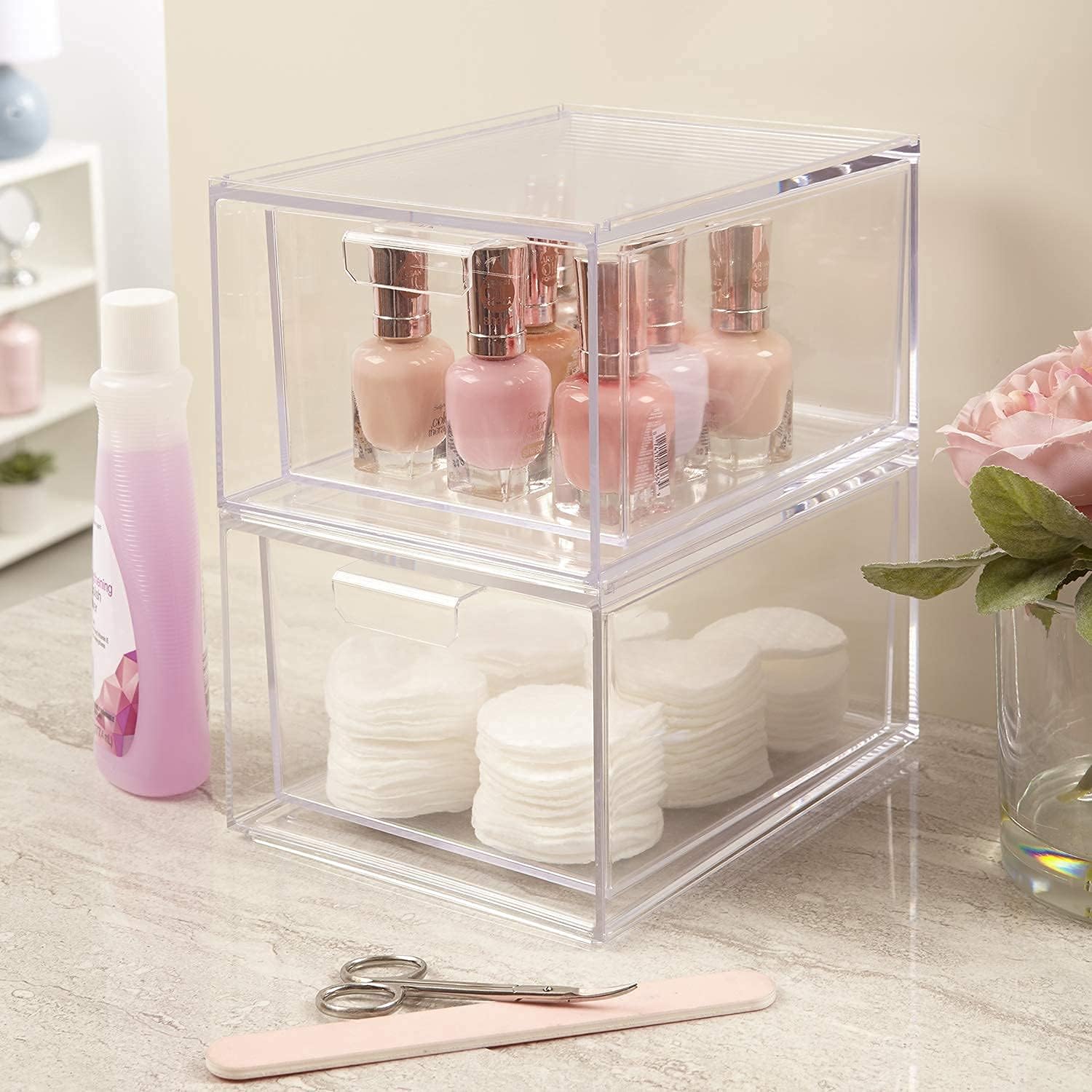 Organizator universal 2 bucati pentru cosmetic NextWave®️, multifunctional cu sertare glisante, recipient de depozitare – imaginea 4