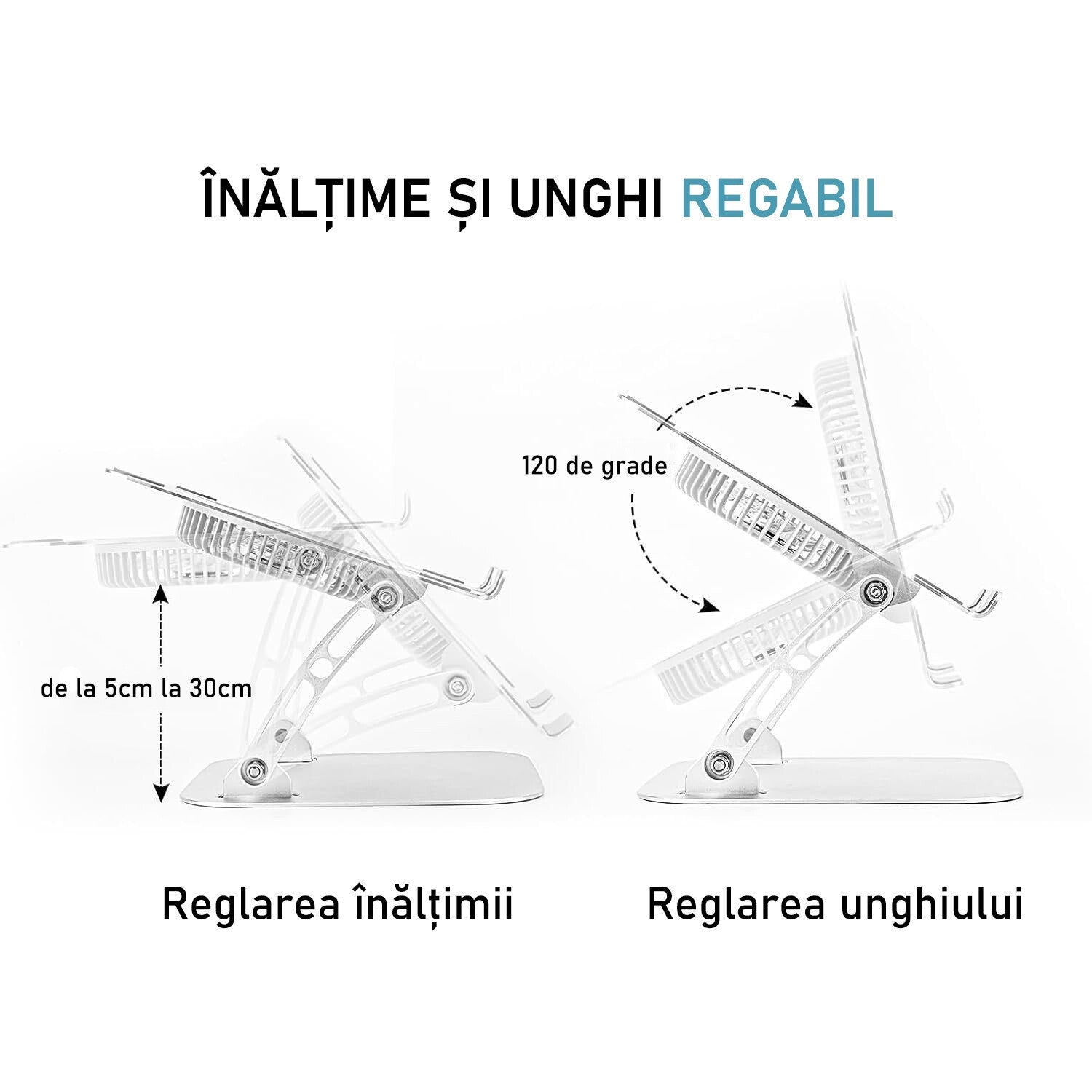 Suport Laptop Ergonomic, cu Sistem de Ventilatie prin Cooler, 3 viteze, Portabil, Stand Reglabil pe Inaltime, pentru Laptop – imaginea 4