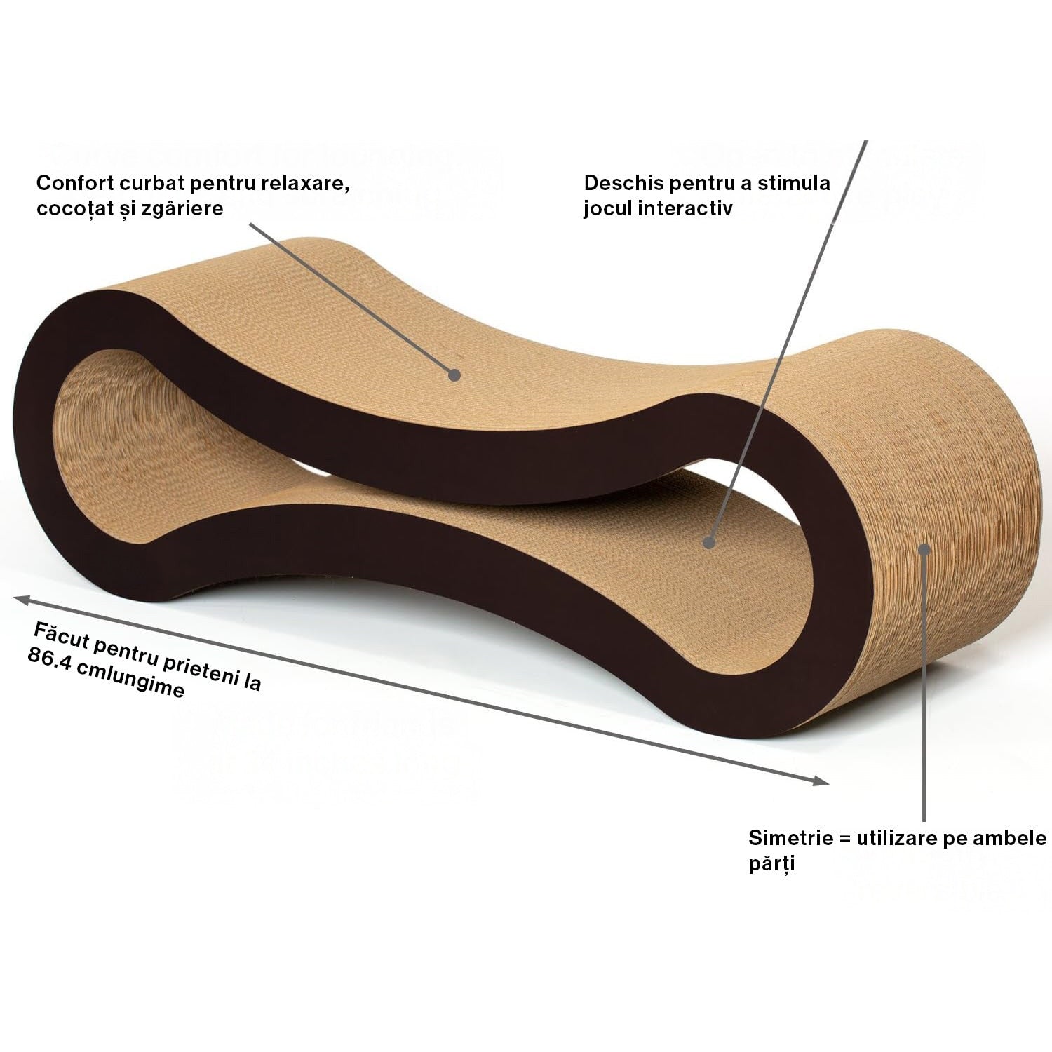 Ansamblu de joaca pentru pisici NextWave®, zgarietor pentru pisici, loc de relaxare, model in forma ergonomica de infinit – imaginea 4