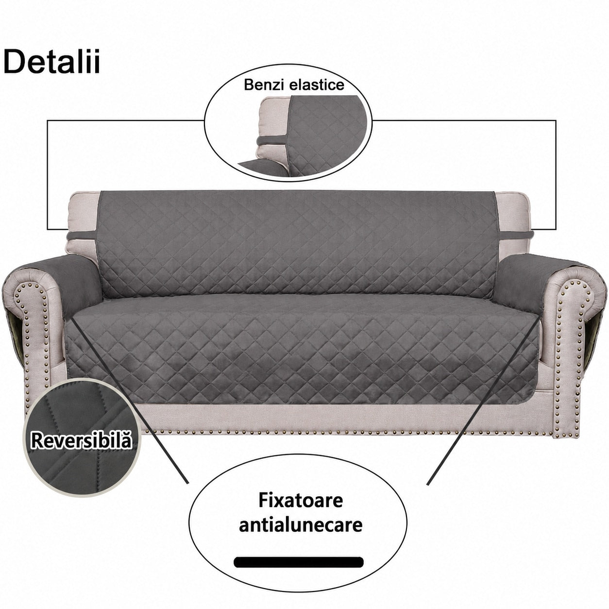 Husa fotoliu NextWave®, reversibila si matlasata, protectie rezistenta la apa pentru spatar, sezut si cotiere, impotriva – imaginea 4