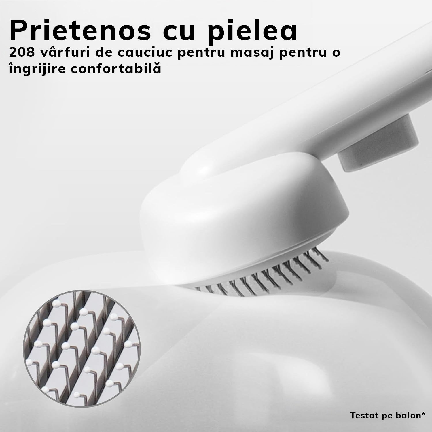 Perie pentru curatarea parului NextWave® de pisici, caini sau alte animale de companie, reutilizabila, Alb cu gri – imaginea 4