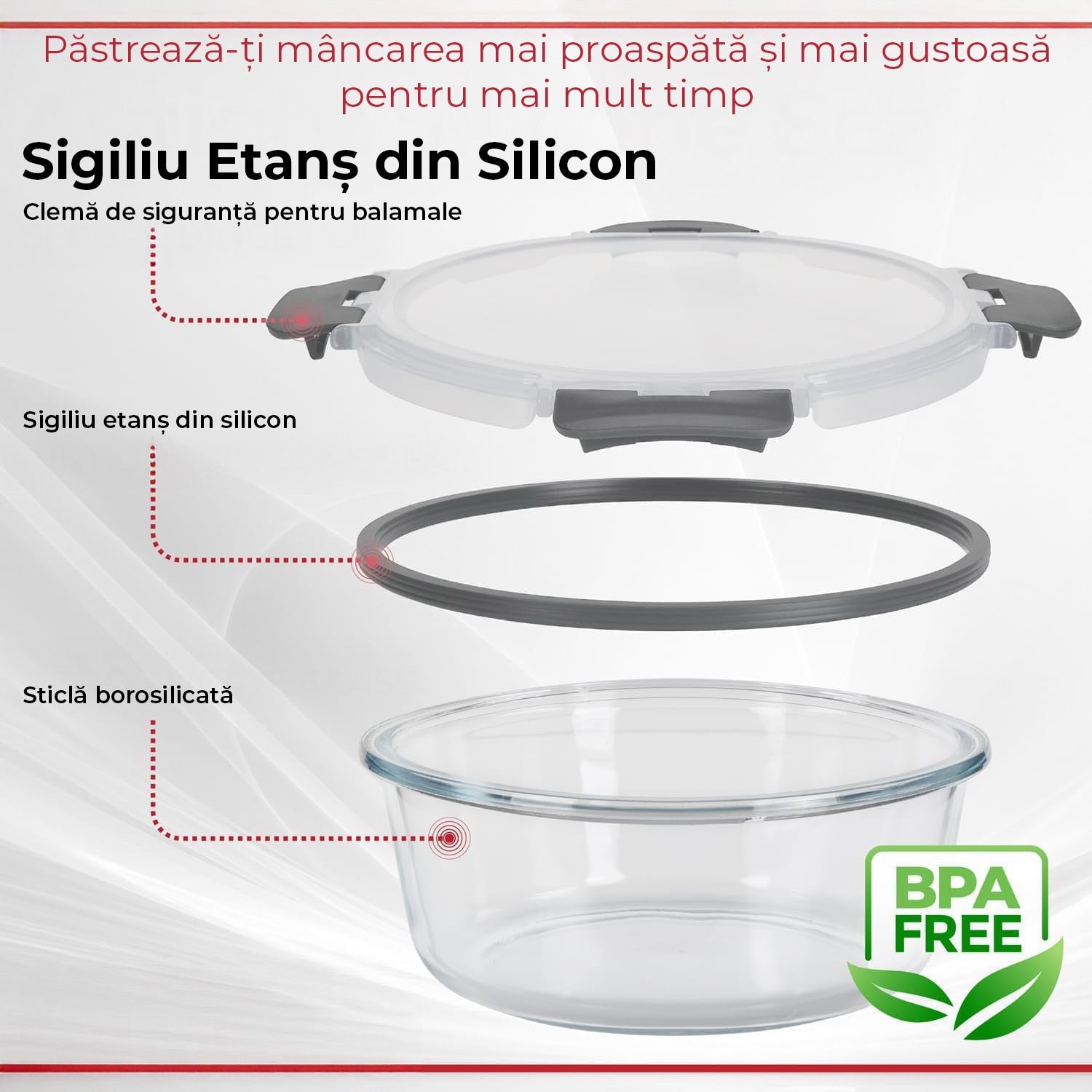 Set 12 Caserole Alimentare din sticla NextWave®️ Capace Etanse, Depozitare Frigider si Congelator, Potrivite pentru – imaginea 4