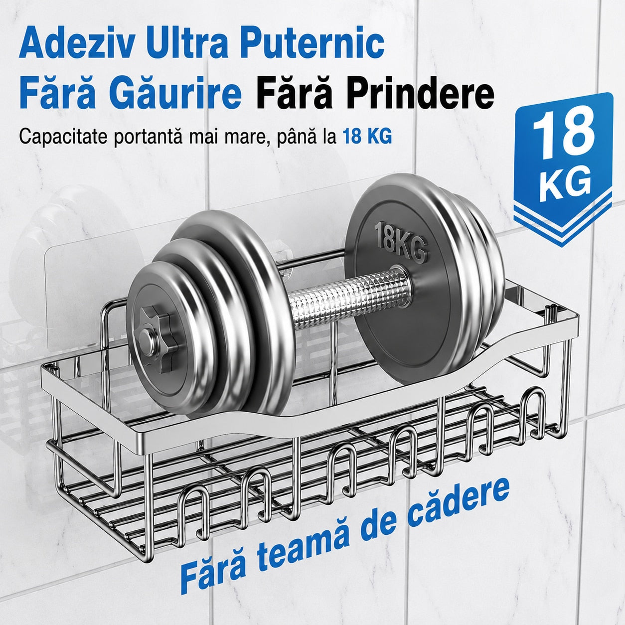 Raft de Baie NextWave® la set, 5 piese cu 2 rafturi pentru dus, 2 suporturi pentru sapun si 1 suport pentru periute, din – imaginea 4