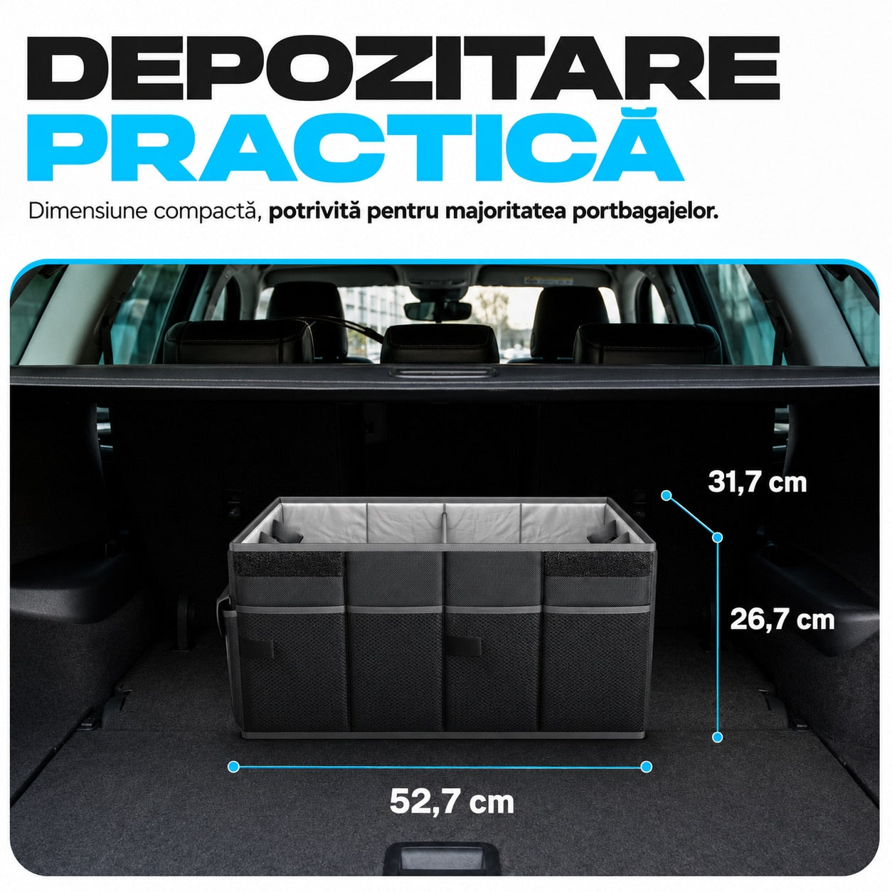 Organizator portbagaj auto NextWave®, pliabil, capacitate 45 L, 2 compartimente spatioase, material Oxford 600D, baza – imaginea 4