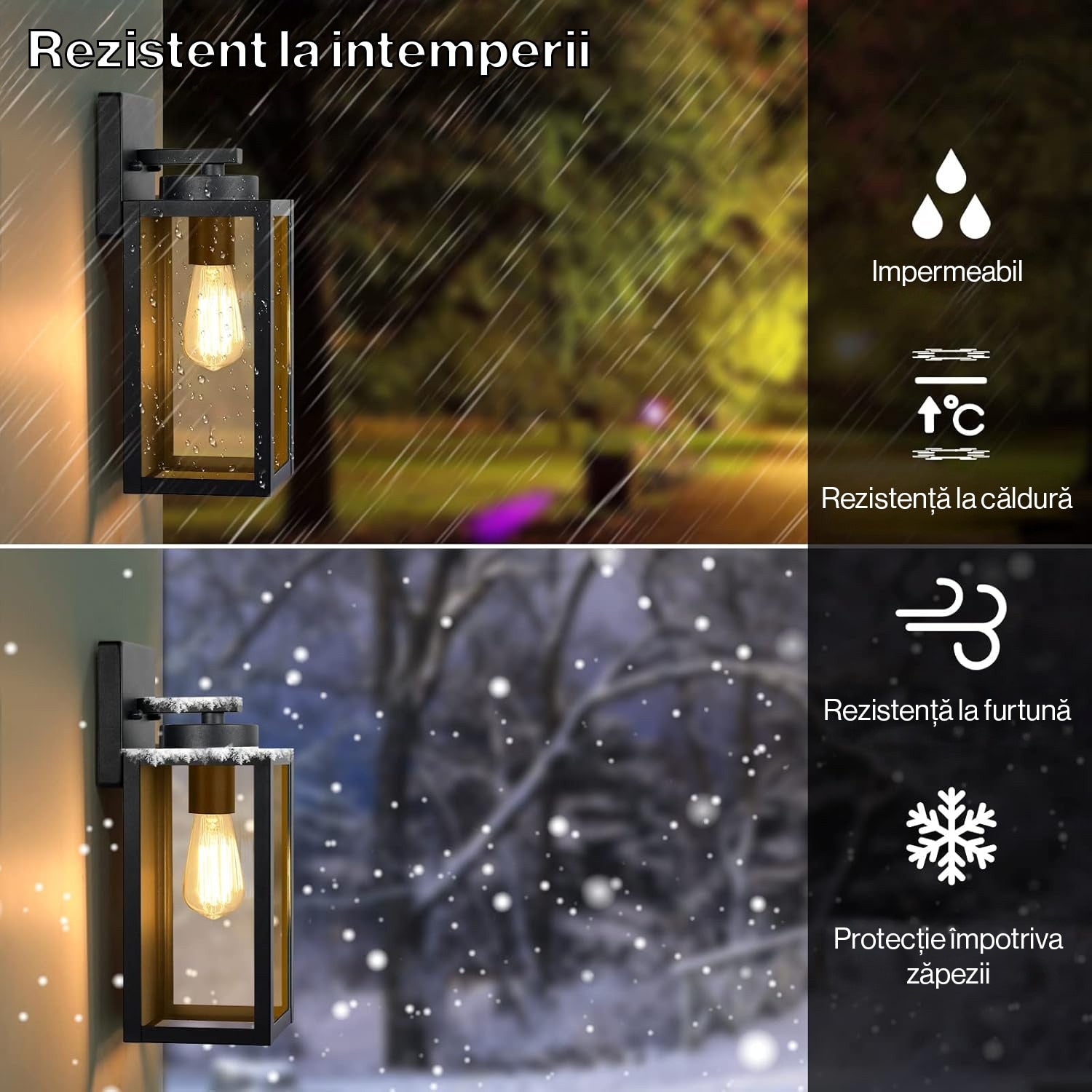 Set 2 Aplice De Perete Exterioara Vintage NextWave®️, Pentru Hol, Intrare, Curte, Gradina, Terasa, Balcon, Garaj – imaginea 4