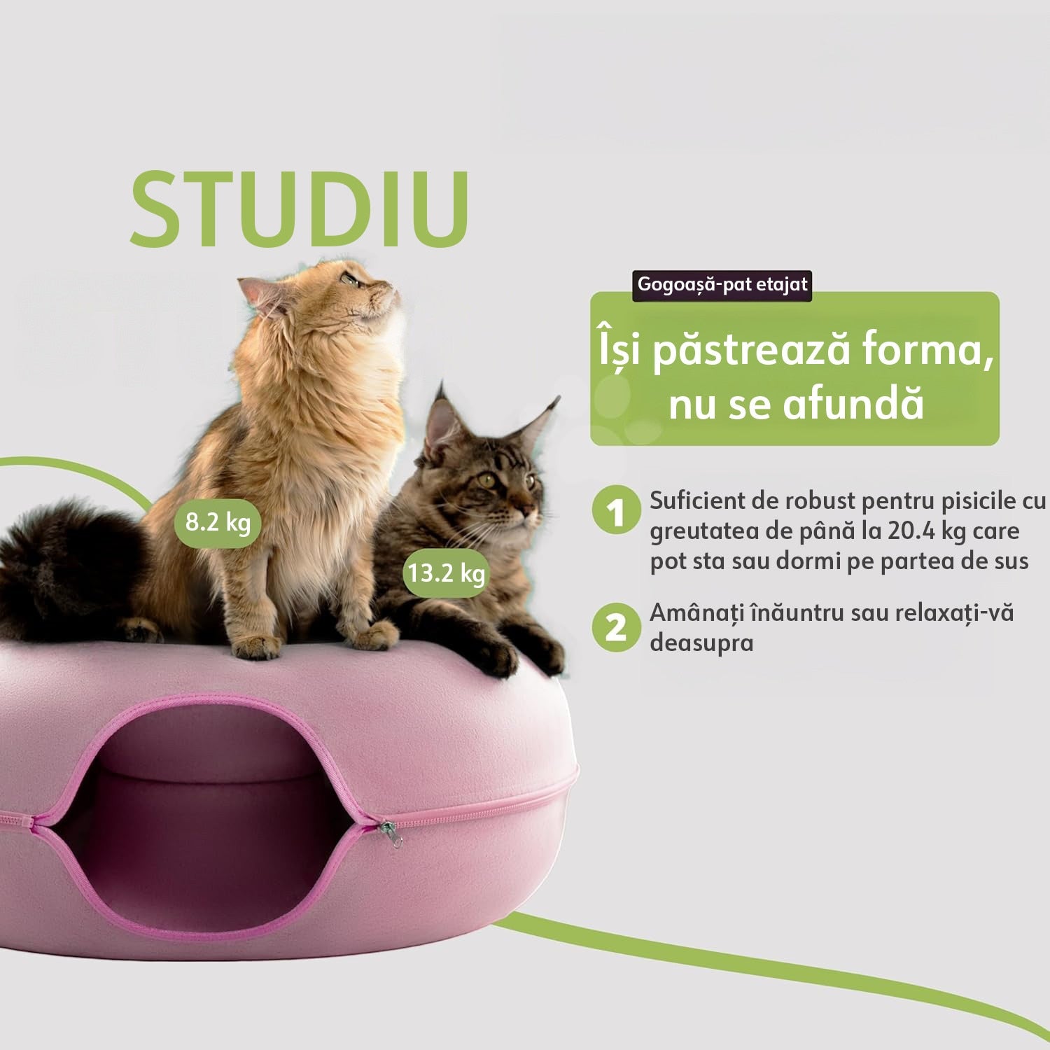 Pat pentru pisici si animale mici NextWave®, Culcus cu fereastra ventilata, design tunel detasabil, rezistent la zgarieturi – imaginea 4