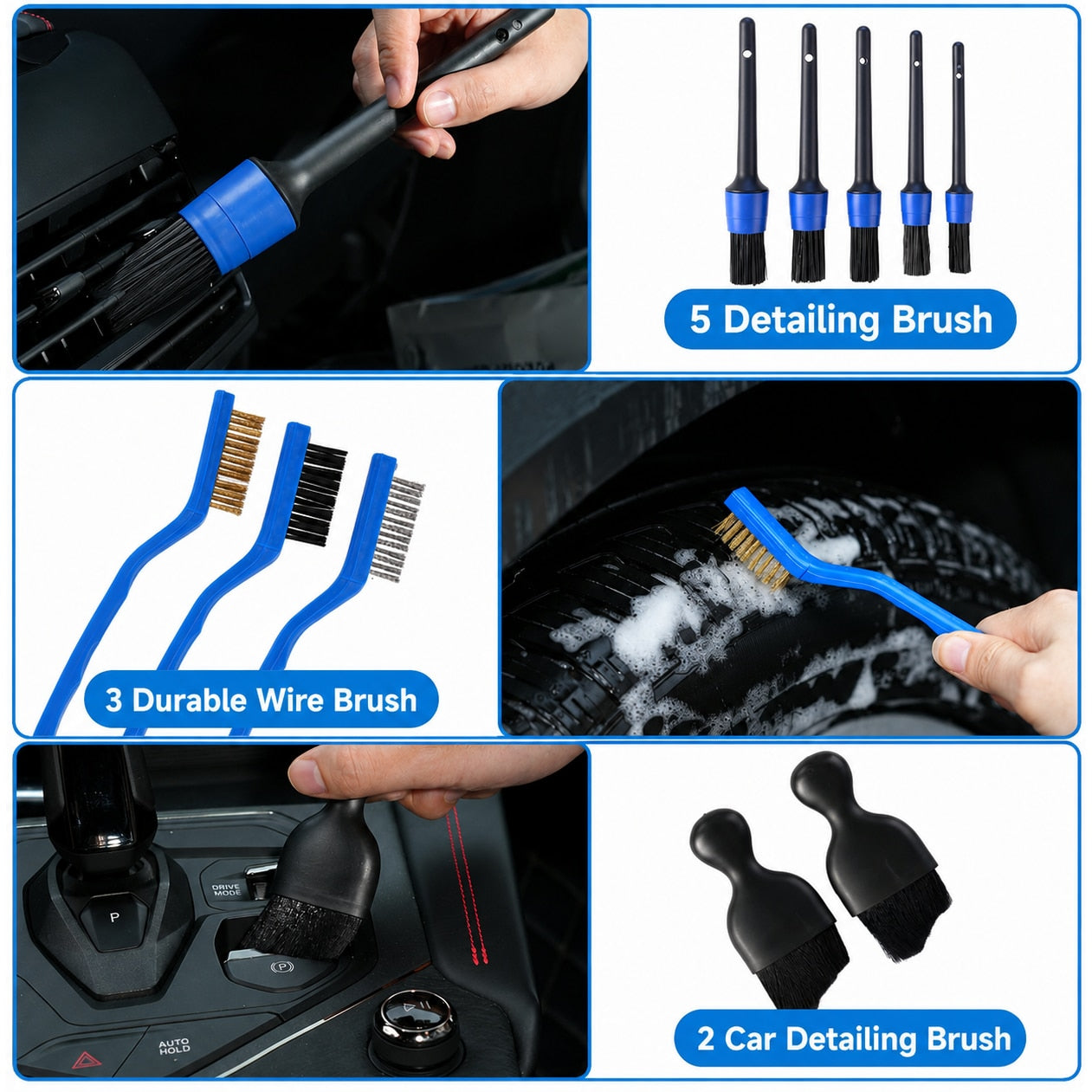 Set detailing auto NextWave®, 36 piese pentru curatare profesionala interior si exterior, perii pentru bormasina, jante – imaginea 4