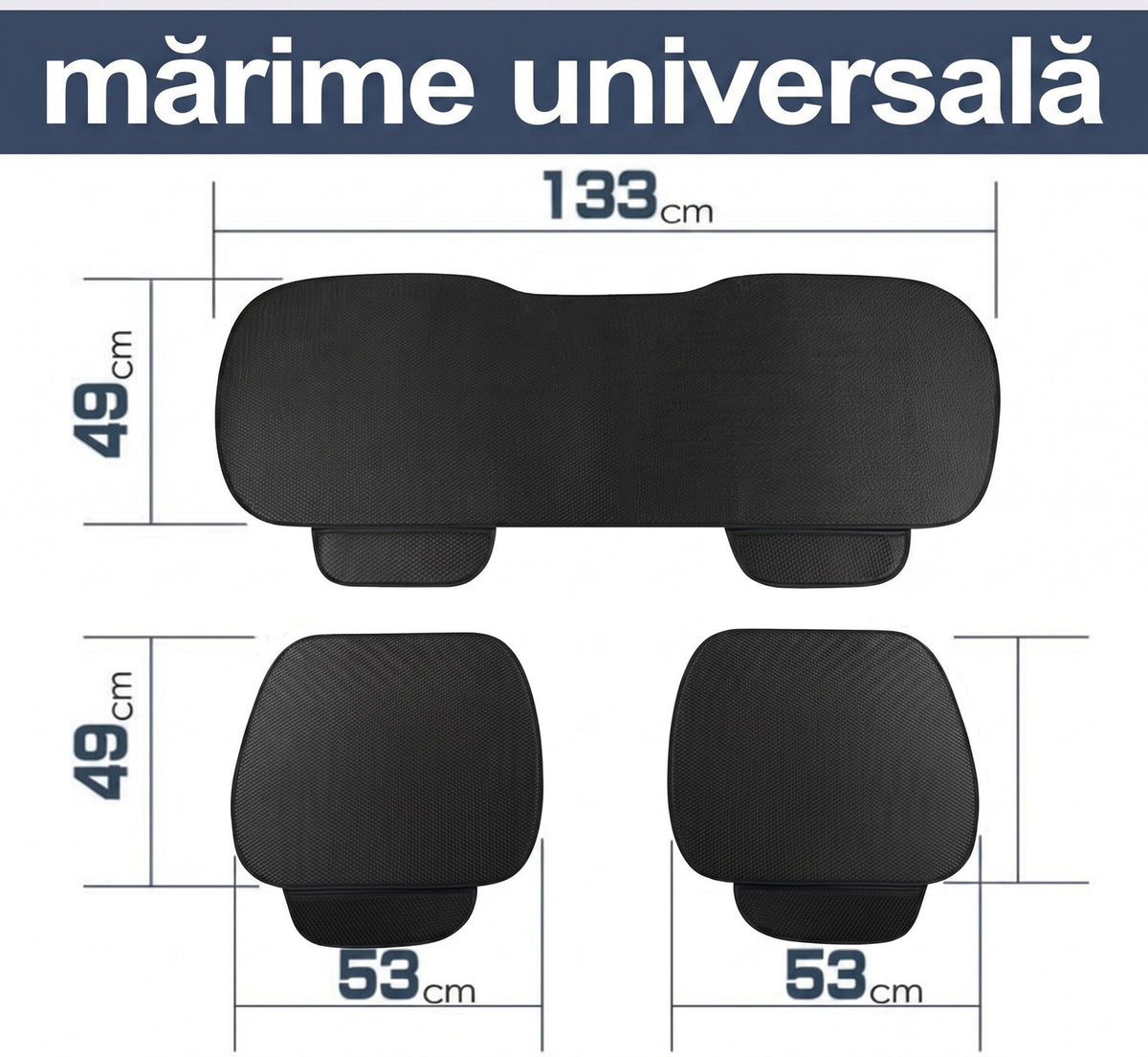 Set 3 huse scaune auto NextWave®️, protectie impotriva petelor si zgarieturilor, buzunar frontal depozitare si montaj rapid – imaginea 4
